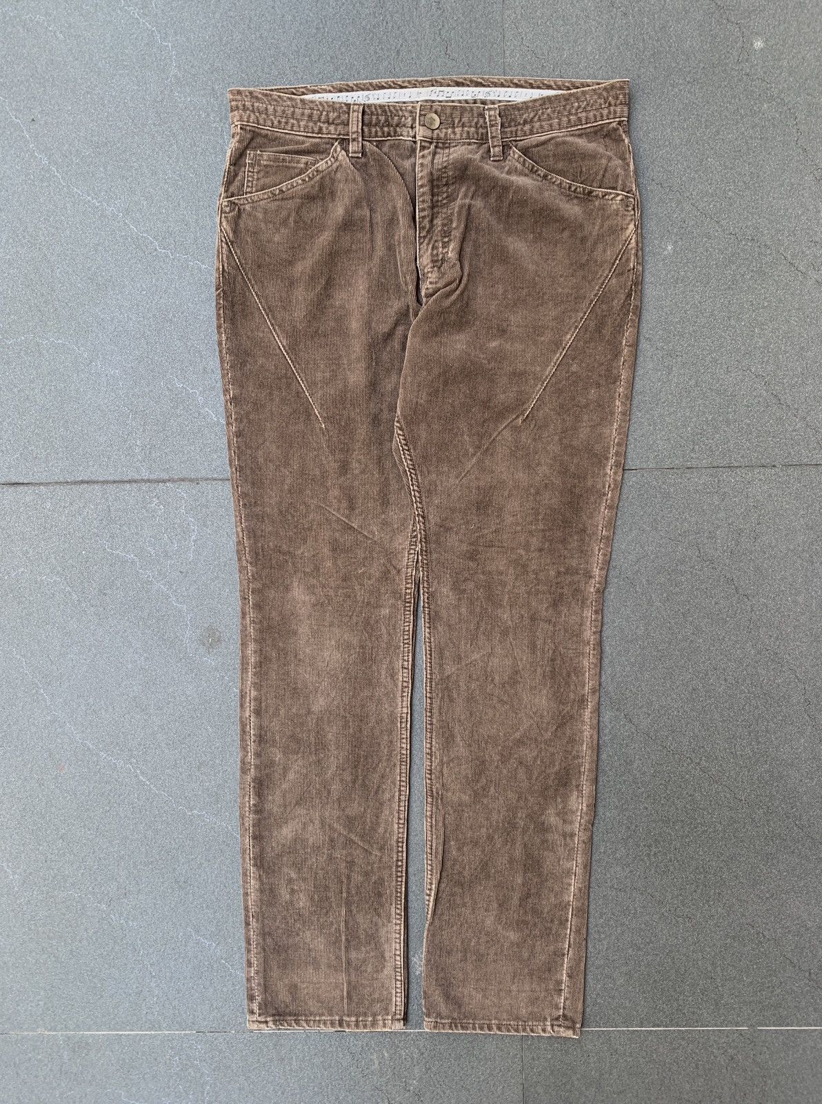 image of Number N Ine Brown Washed Dart Corduroy Pants, Men's (Size 31)