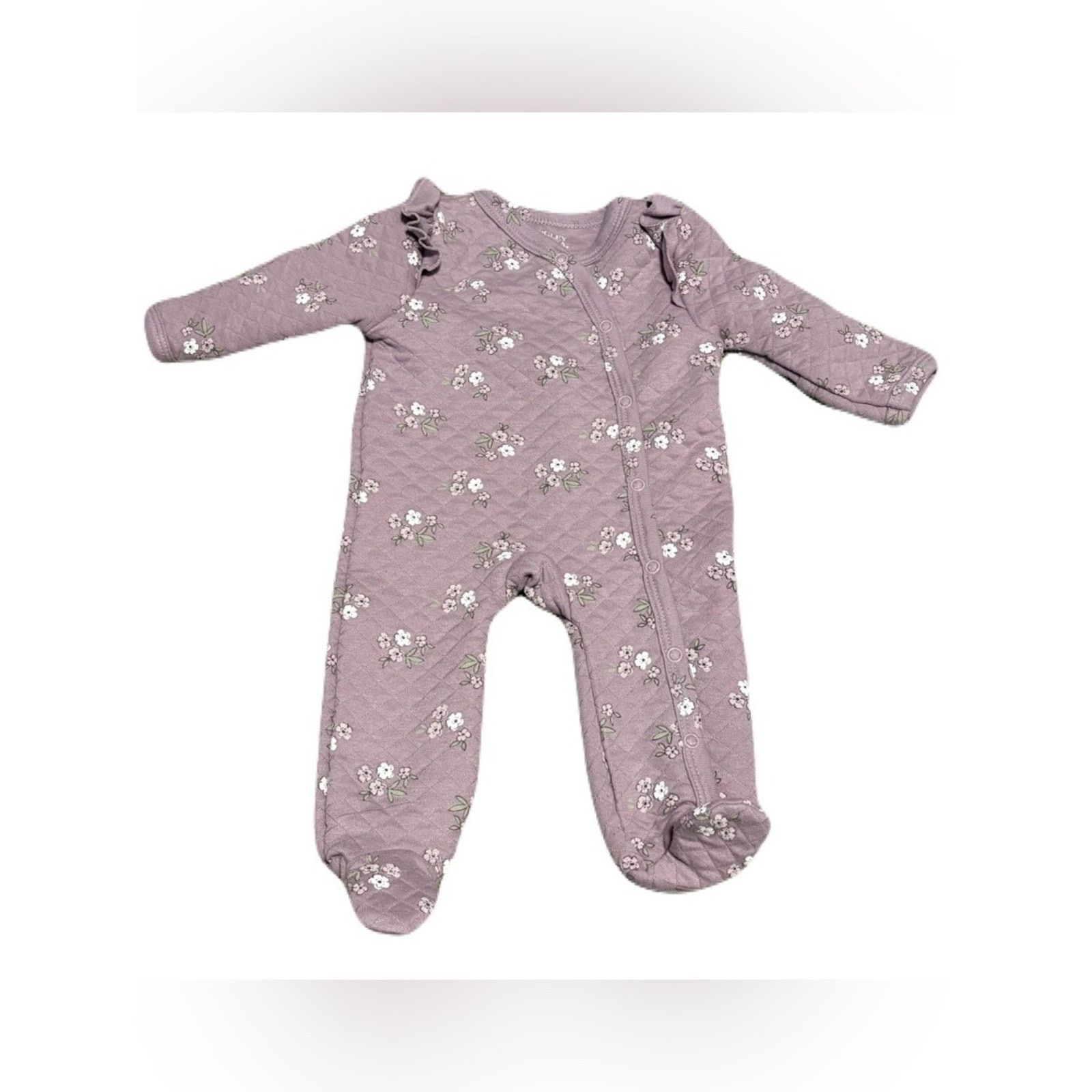 Badgley Mischka (Badgley Mischka) Quilted Purple Floral Romper:Size 0-3Month Size ONE SIZE - 1 Thumbnail