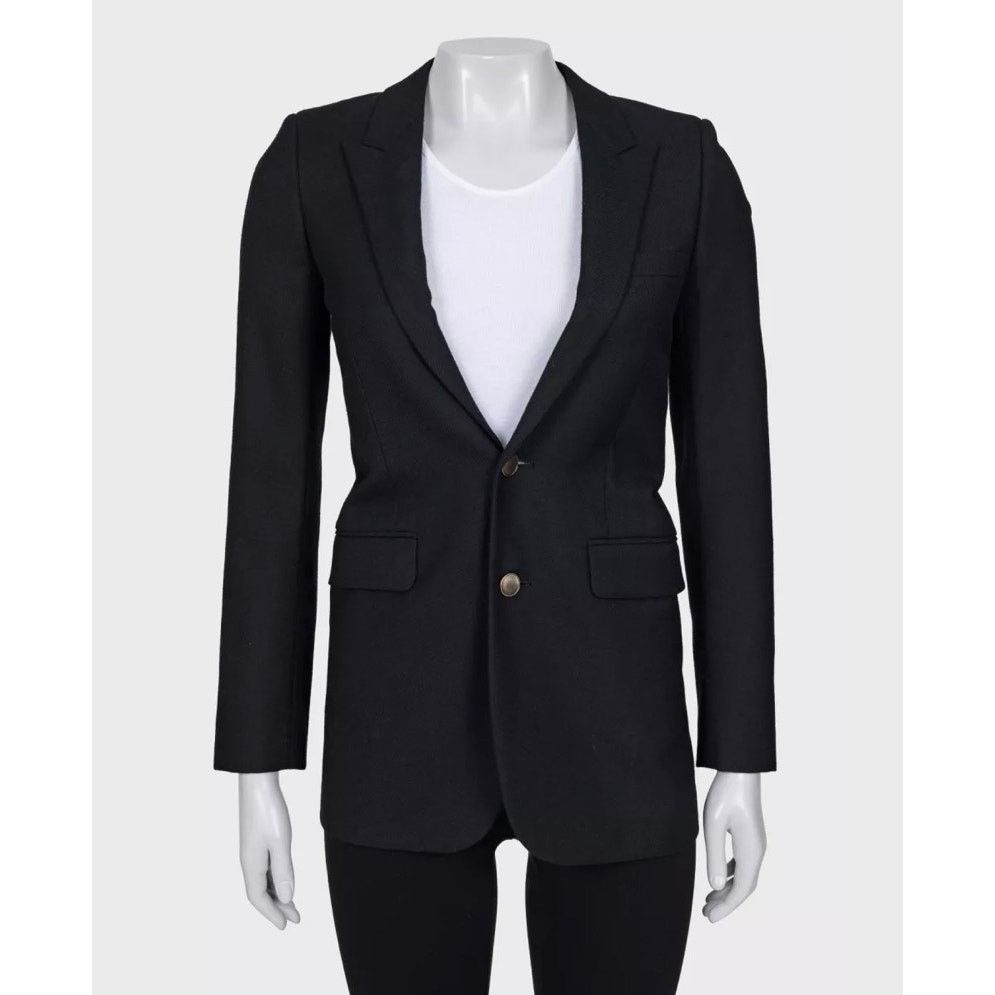 Saint Laurent Paris Chic Saint Laurent Black Wool Jacket - FR34/XS Size XS / US 0-2 / IT 36-38 - 1 Thumbnail