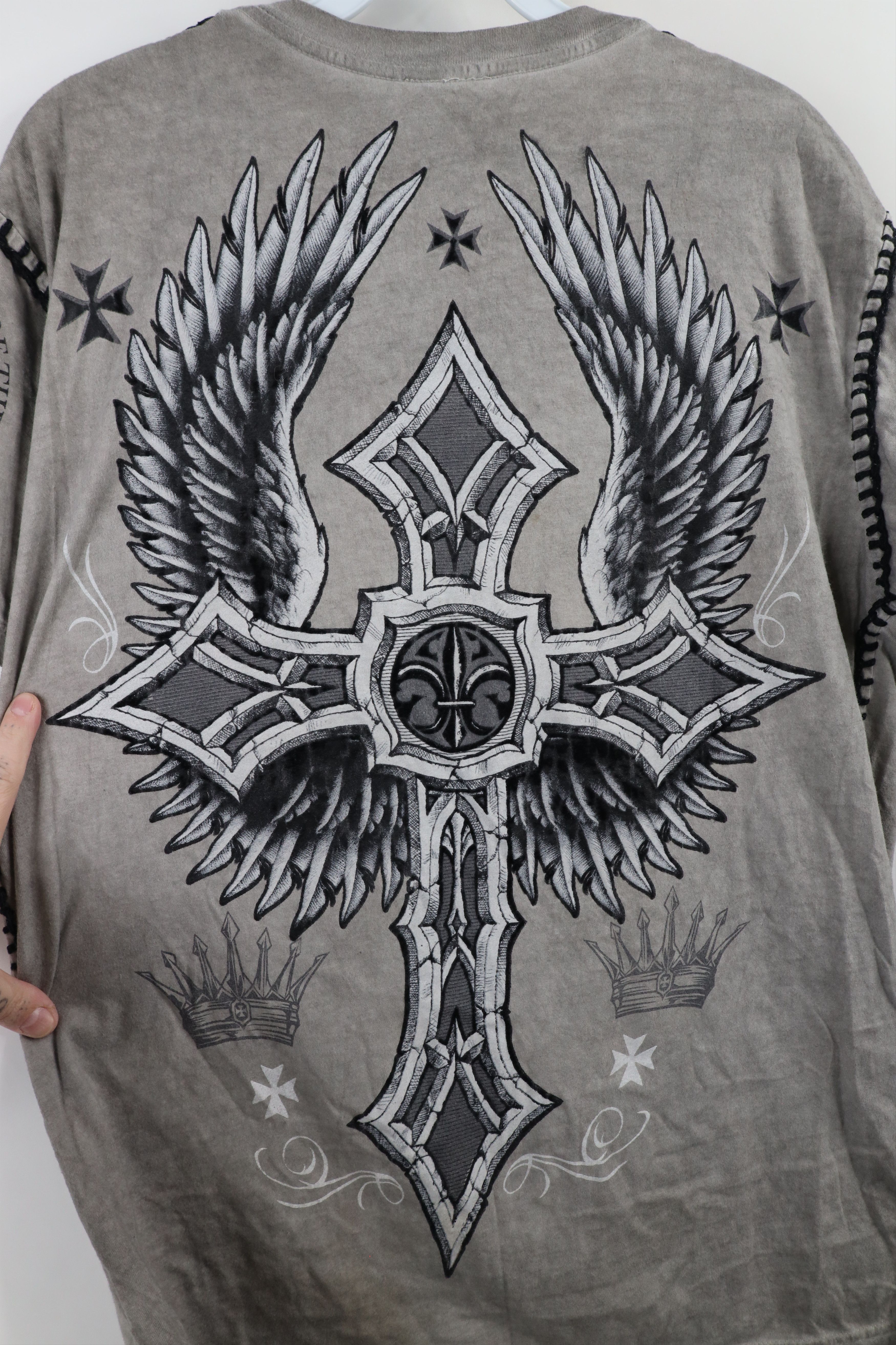 Vintage Vintage Y2K Streetwear Cross MMA UFC Fighting T-Shirt Gray Size US L / EU 52-54 / 3 - 11 Thumbnail