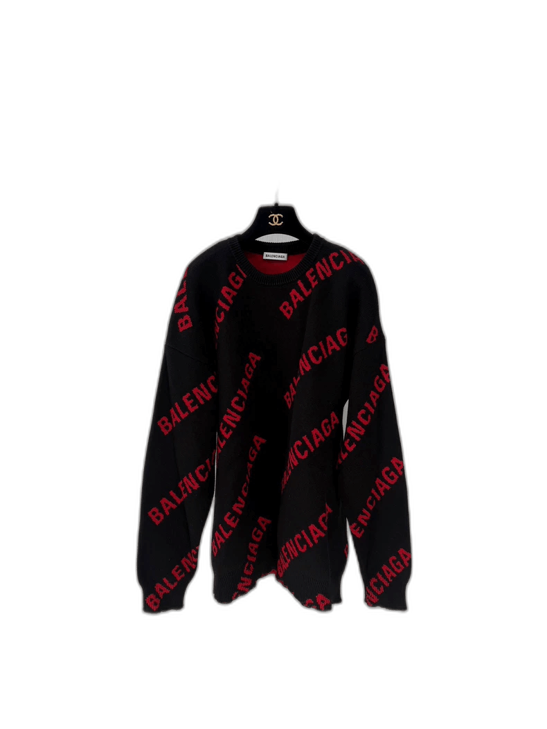 Balenciaga balenciaga black red logo sweater Size US M / EU 48-50 / 2 - 1 Thumbnail