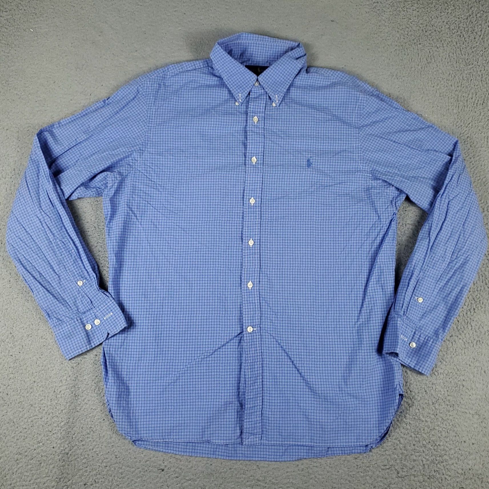 Ralph Lauren Ralph Lauren Dress Shirt Mens Size 17.5 Blue Plaid Long Sleeve Button-Up Size 46R - 3 Thumbnail