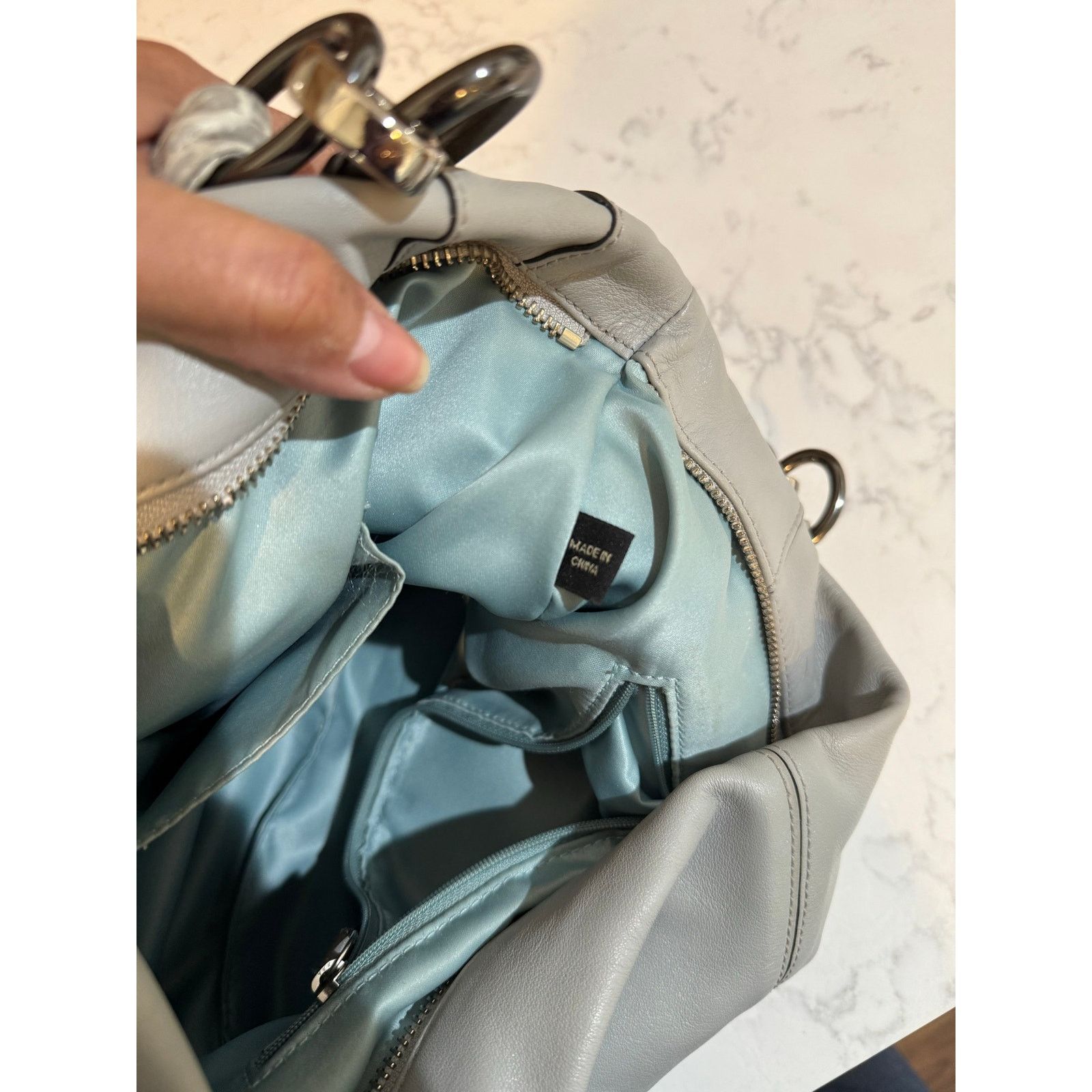 Coach gray Kristin Spectator hobo bag embossed leather