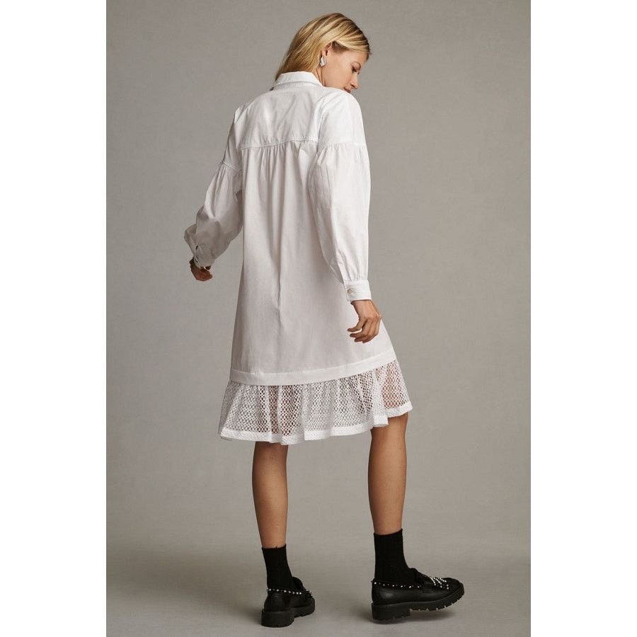 Anthropologie NWT Anthropologie Maeve Lace-Hem Shirt Dress $160 Sz S White Size S / US 4 / IT 40 - 4 Thumbnail