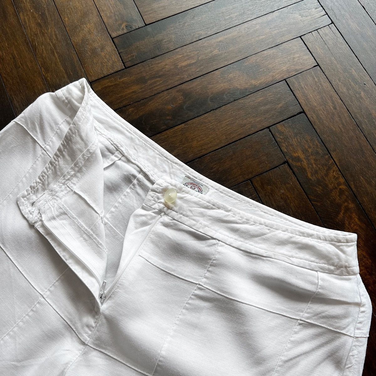 Armani × Vintage Armani Jeans Womens Vintage 90s White Viscose Linen Pants Size 27" / US 4 / IT 40 - 7 Thumbnail