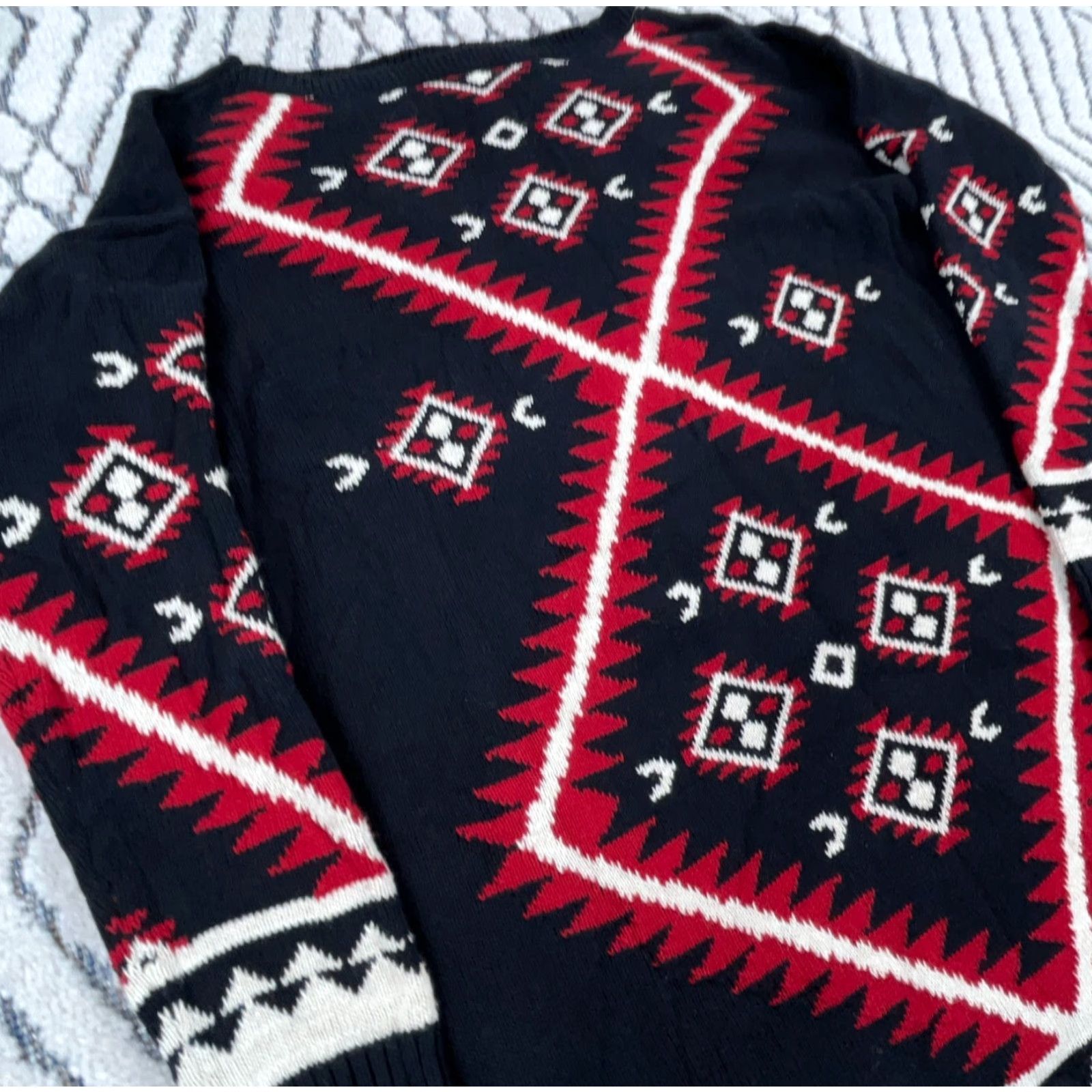 Ralph Lauren Lauren Ralph Lauren Sweater Women M Black Red Knit Aztec Tribal Southwest Z Geometric Pattern Henley All Seasons Autumn Winter Spring Vintage No Size M / US 6-8 / IT 42-44 - 4 Thumbnail