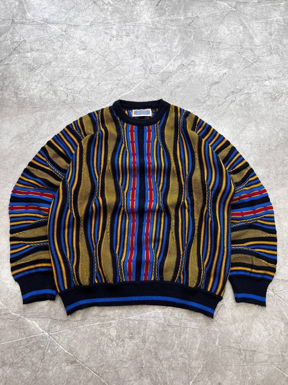Other Vintage 90s cable knit multicolour Coogi style sweater Size US L / EU 52-54 / 3 - 1 Thumbnail