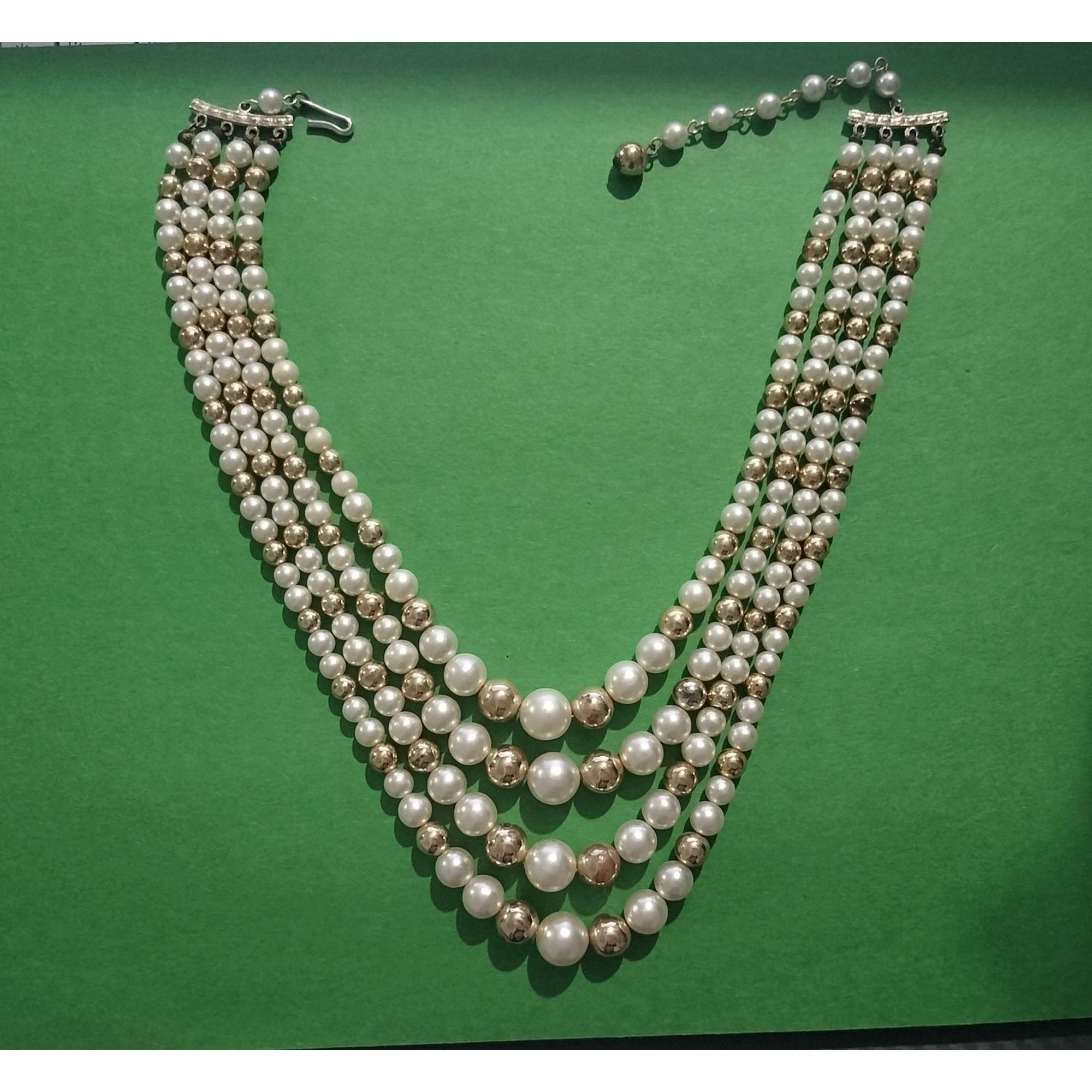 Vintage Vintage Multi Strand Faux Pearl Necklace White Gold Tone Dec Size ONE SIZE - 14 Thumbnail
