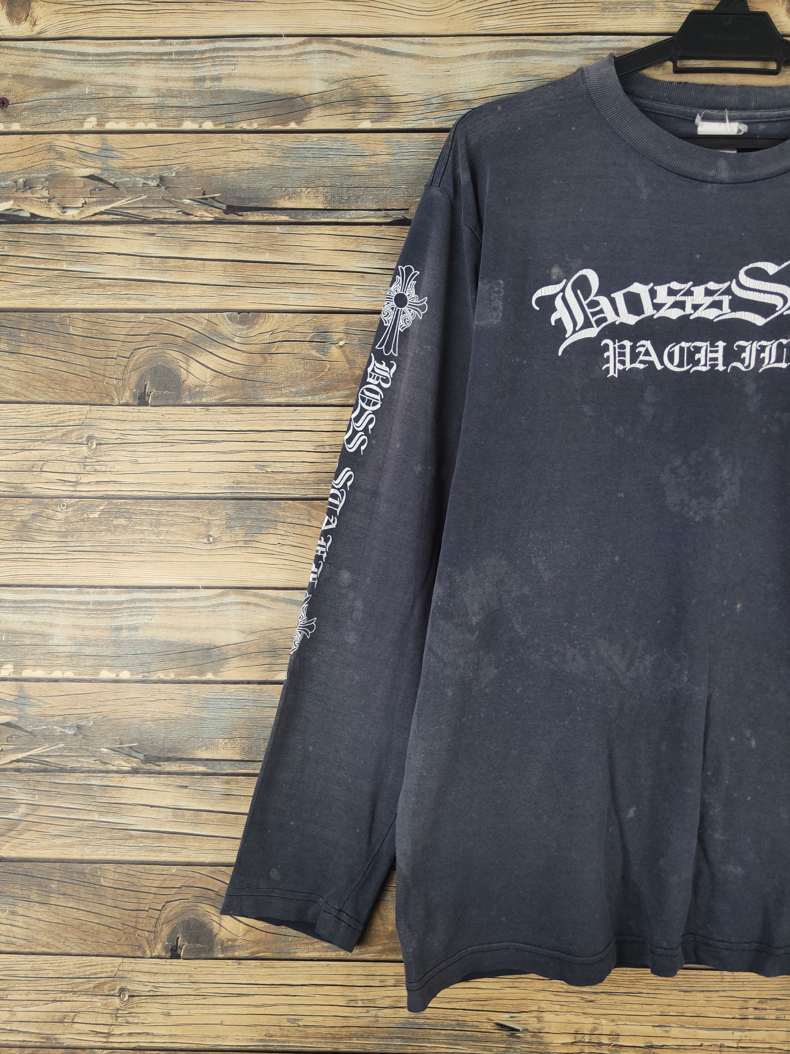 Japanese Brand DL Boss Staff like Chrome Heart Navy Faded shirt #618 Size US L / EU 52-54 / 3 - 4 Thumbnail