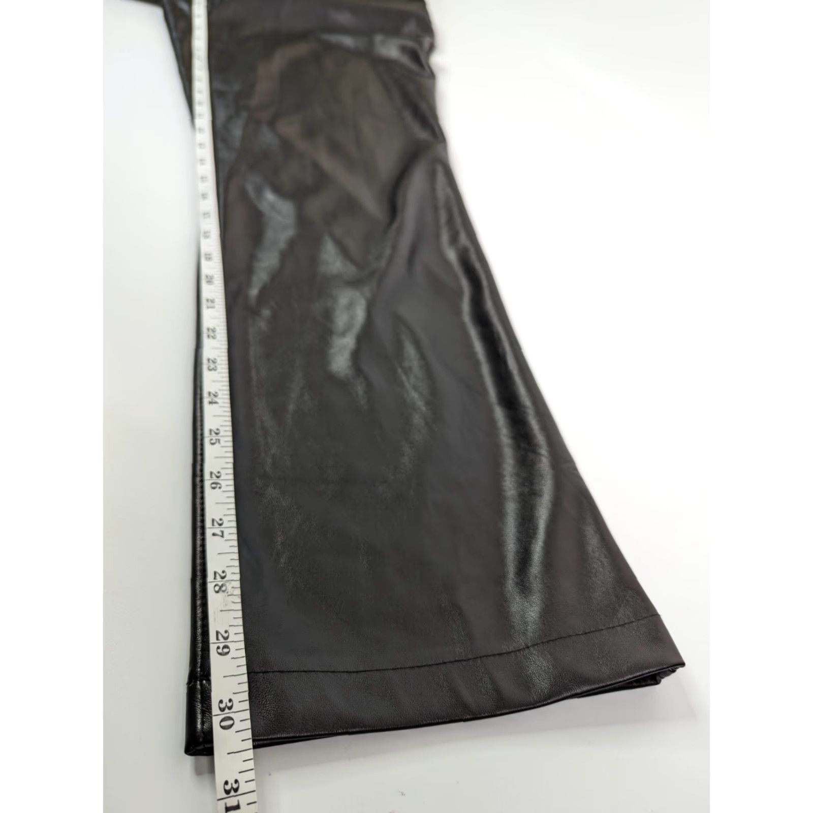 Joie JOIE Black Pants Leather Style Elastic Waist Faux Leather Smocked Waist Regular Womens Medium Casual Straight Front Full Length Size 32" / US 10 / IT 46 - 6 Thumbnail