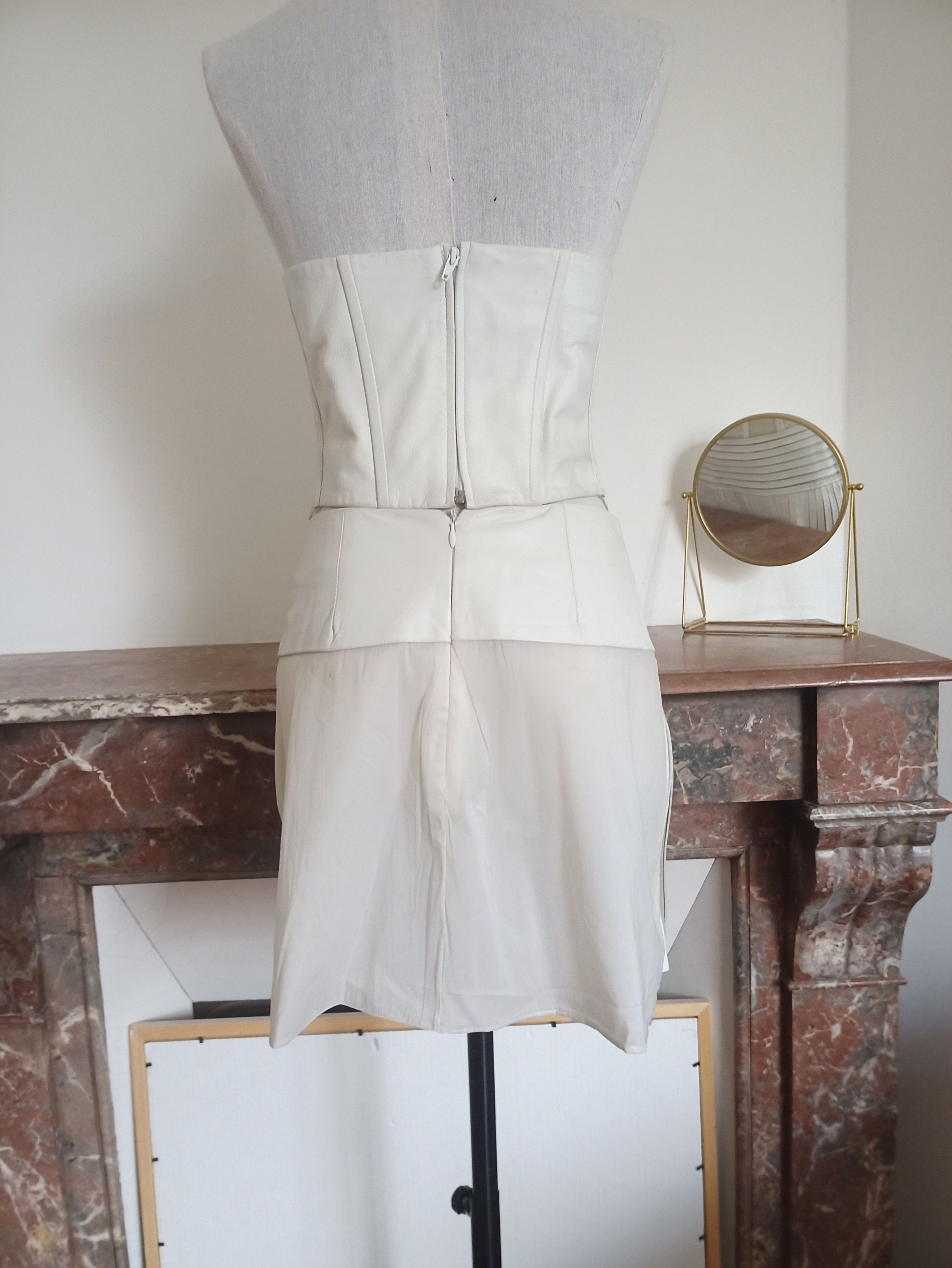 Japanese Brand × Jitrois Jean-Claude Jitrois leather and silk suit skirt bustier Size XS / US 0-2 / IT 36-38 - 2 Thumbnail