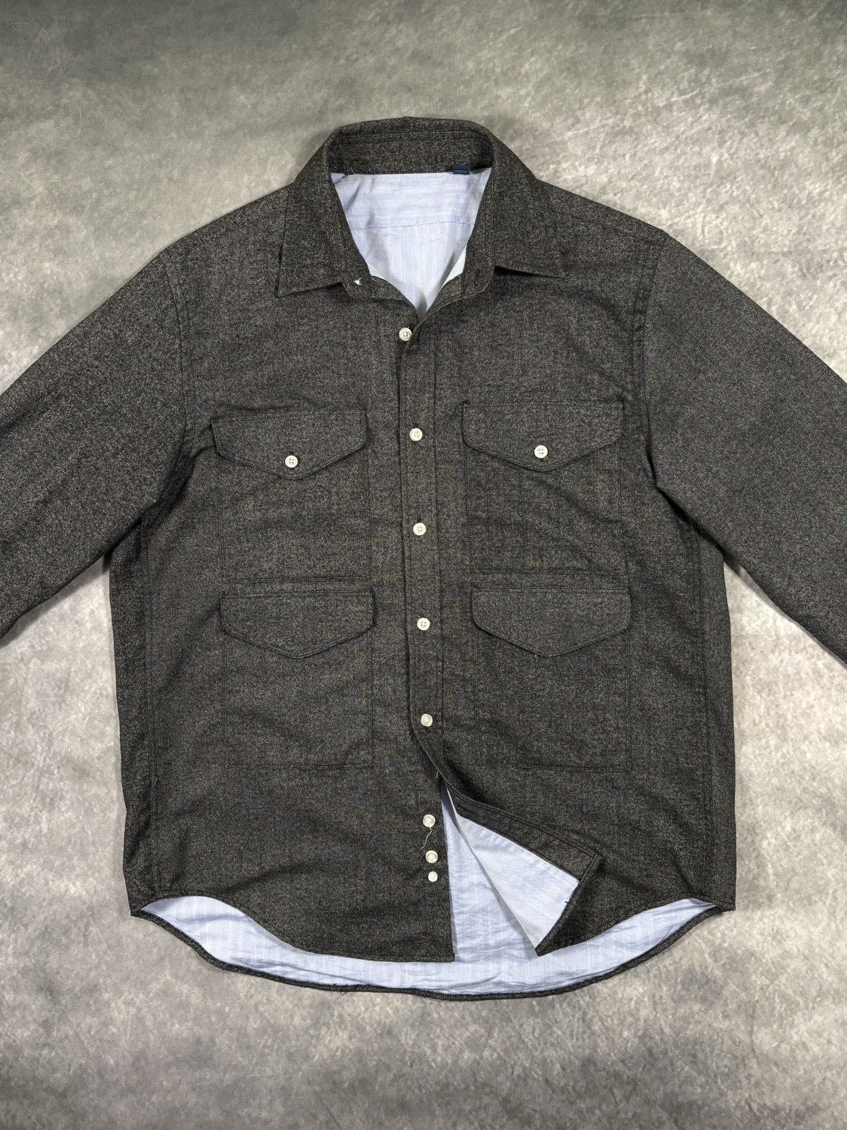 Vintage Cargo Shirt Multi Pocket Button Up Speckled Quilt Lined John Size US M / EU 48-50 / 2 - 11 Thumbnail