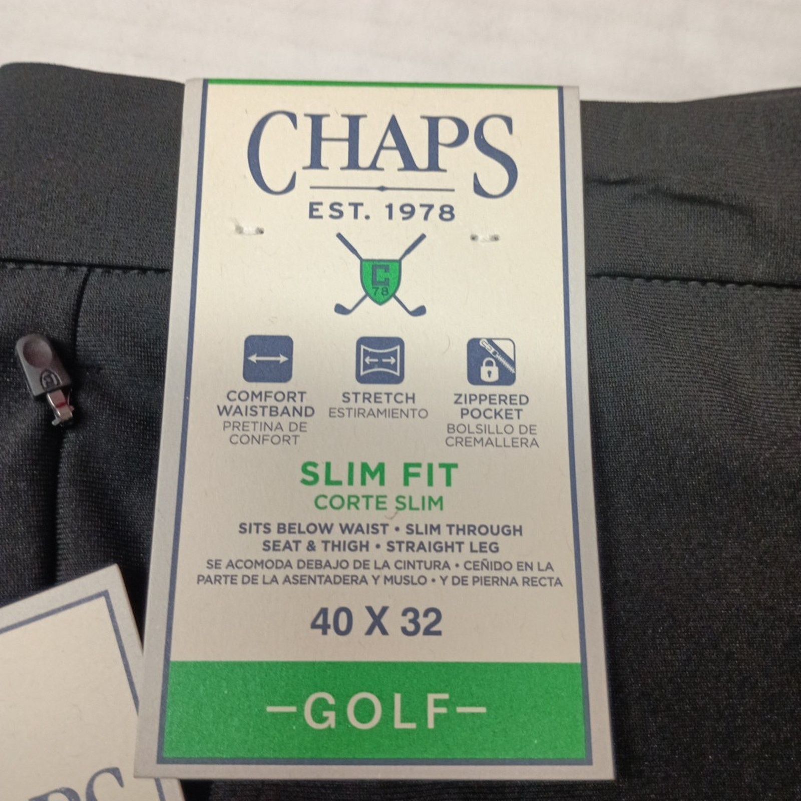 Chaps Chaps Golf Slim Fit Pants Mens 40x32 Black Stretch Waistband Size US 40 / EU 56 - 2 Thumbnail