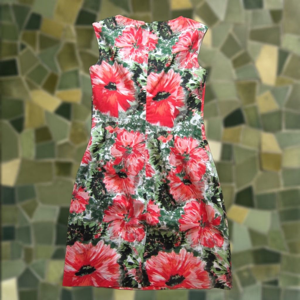 Vintage VINTAGE Helene Berman London Cotton Green Pink White Floral Sleeveless Sheath Dress 2 Size XS / US 0-2 / IT 36-38 - 1 Thumbnail