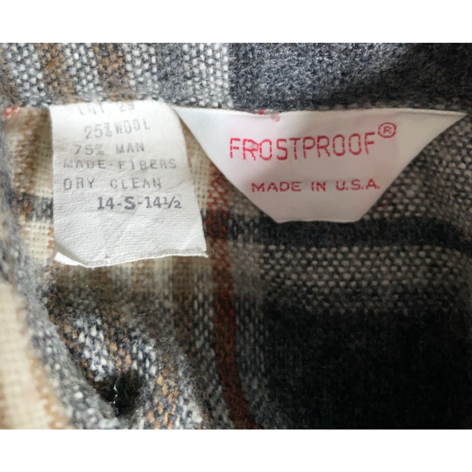 Vintage Vintage Yes Frostproof Wool Flannel Shirt Men's Small Beige Brown Plaid Workwear USA Tag 70s Grunge Size US S / EU 44-46 / 1 - 3 Thumbnail