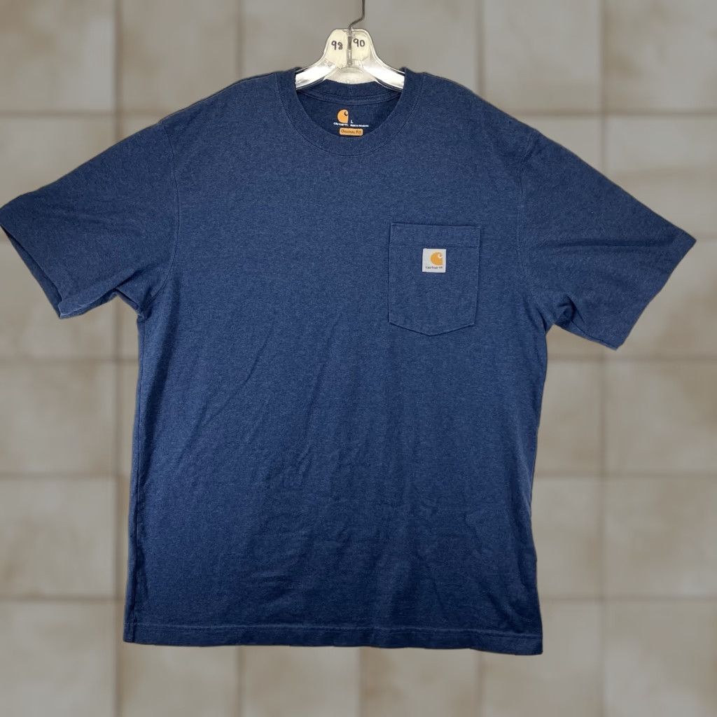 Carhartt Mens Carhartt Pocket T Shirt Large Heather Blue Crew Neck Original Fit Size US L / EU 52-54 / 3 - 1 Thumbnail