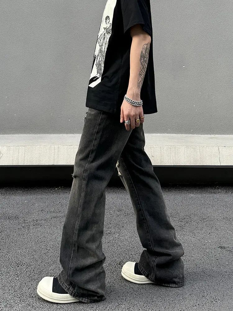 Japanese Brand × Jean Distressed Stacked Denim Jeans, Ripped Jeans Size US 32 / EU 48 - 2 Thumbnail