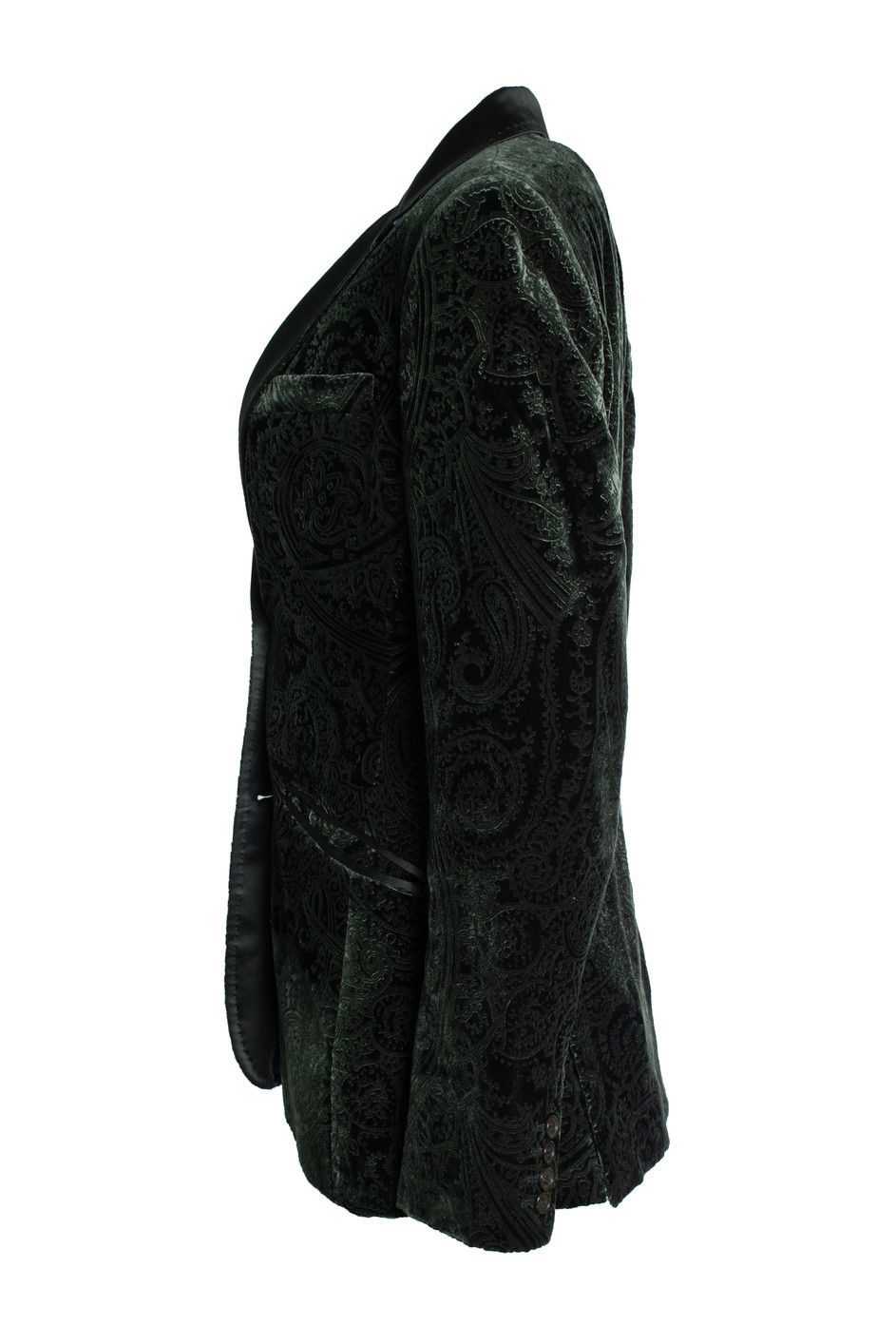 Etro Etro, green velvet blazer with paisley print Size M / US 6-8 / IT 42-44 - 2 Thumbnail