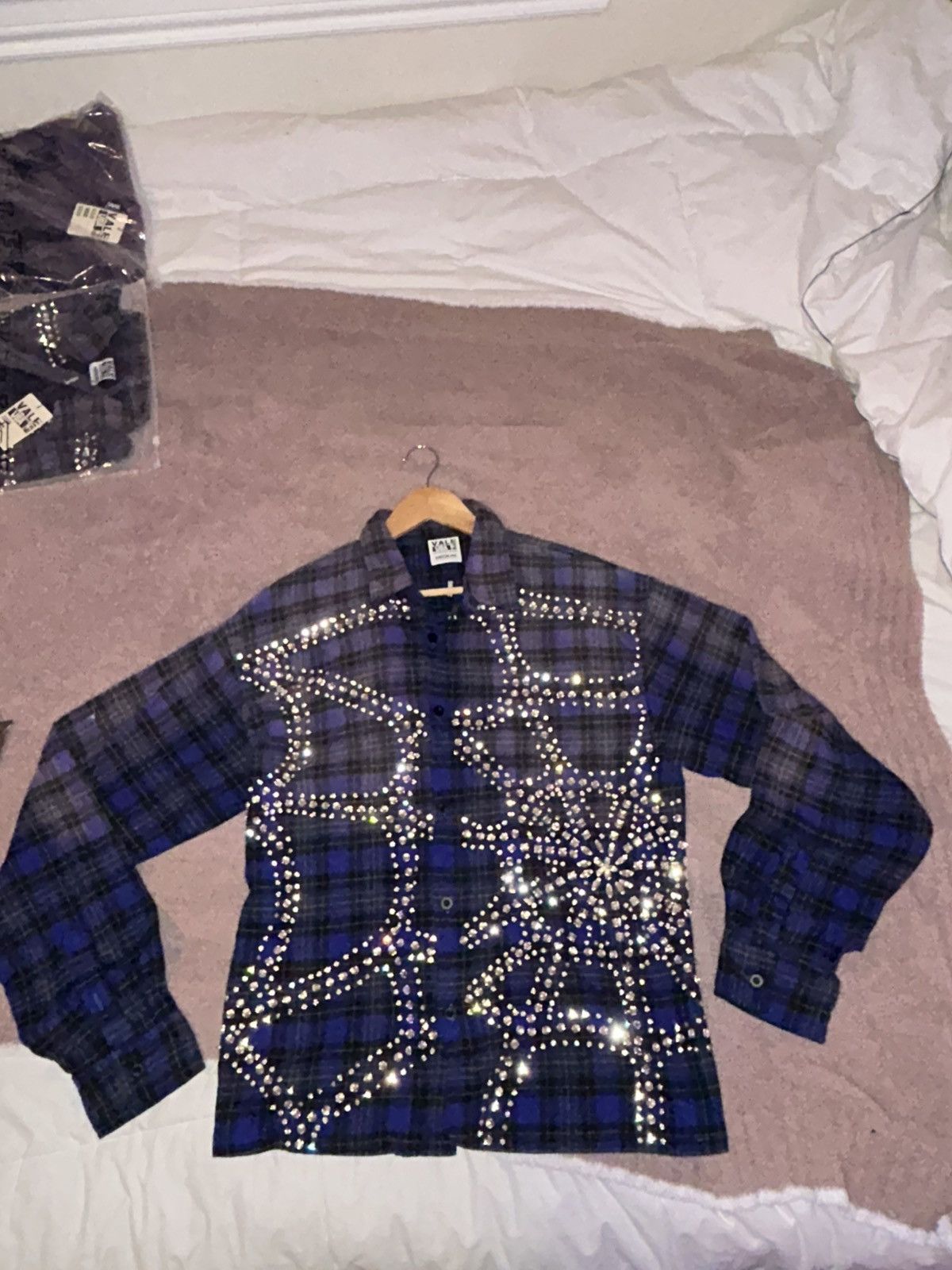 Vale Vale blue flannel , with rhinestone Size US M / EU 48-50 / 2 - 9 Thumbnail