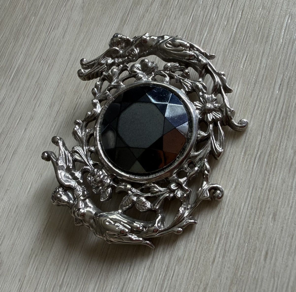 Vintage Beautiful Vintage Silvertone Black Glass Fairy Pixie Size ONE SIZE - 3 Thumbnail