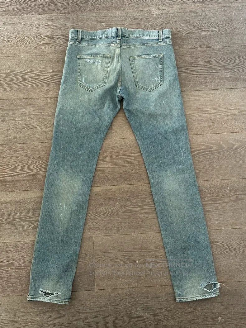 Saint Laurent Paris Saint Laurent Paris Black Blue Washed Ripped Denim Jeans Size US 32 / EU 48 - 2 Thumbnail