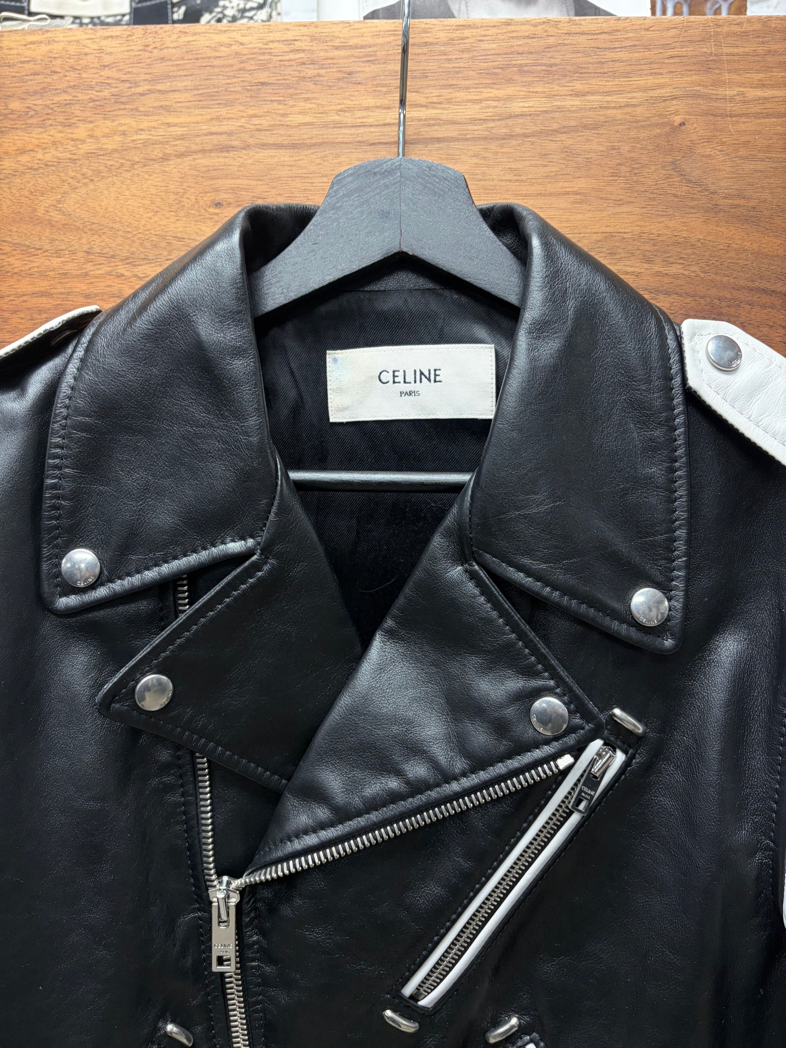 Celine SS2019 Celine by Hedi Slimane Runway Look 13 Padded Calfskin Leather Biker Jacket Size US M / EU 48-50 / 2 - 3 Thumbnail