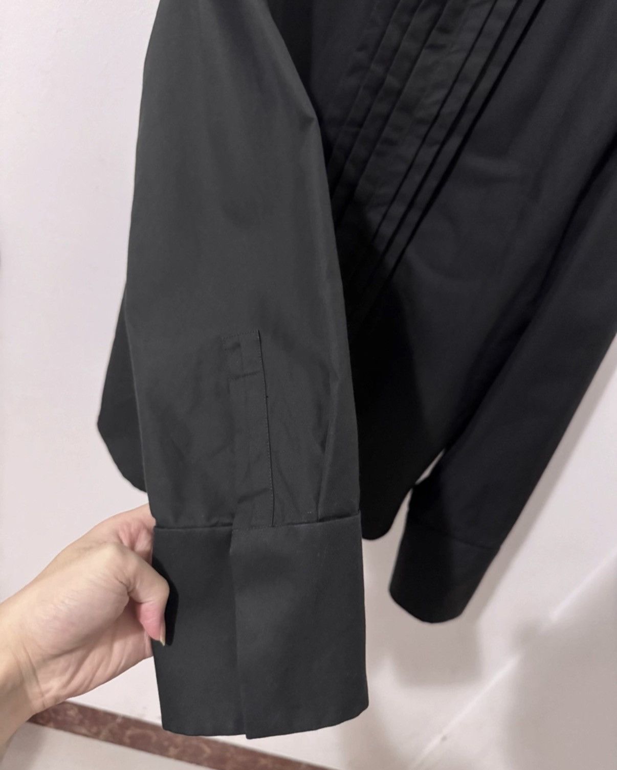 Saint Laurent Paris SLP) 24SS "Black Knight" Stand Collar Accordion Pleat Shirt Size US XXL / EU 58 / 5 - 4 Thumbnail