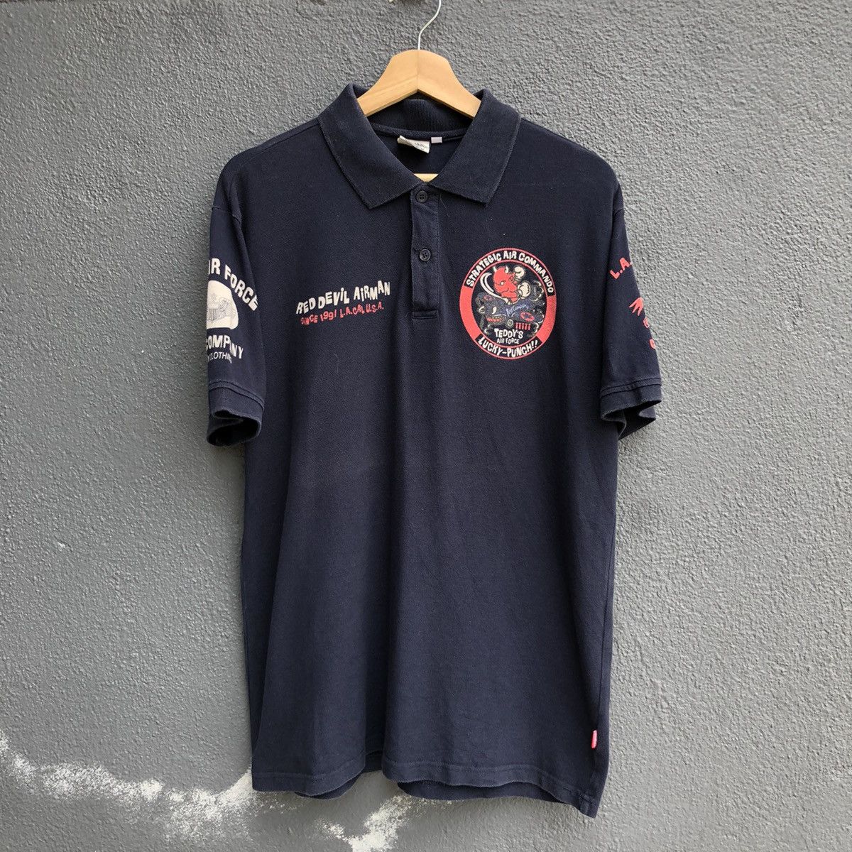 Japanese Brand TED COMPANY Red Devil Airman Polo Tshirt Size US L / EU 52-54 / 3 - 4 Thumbnail