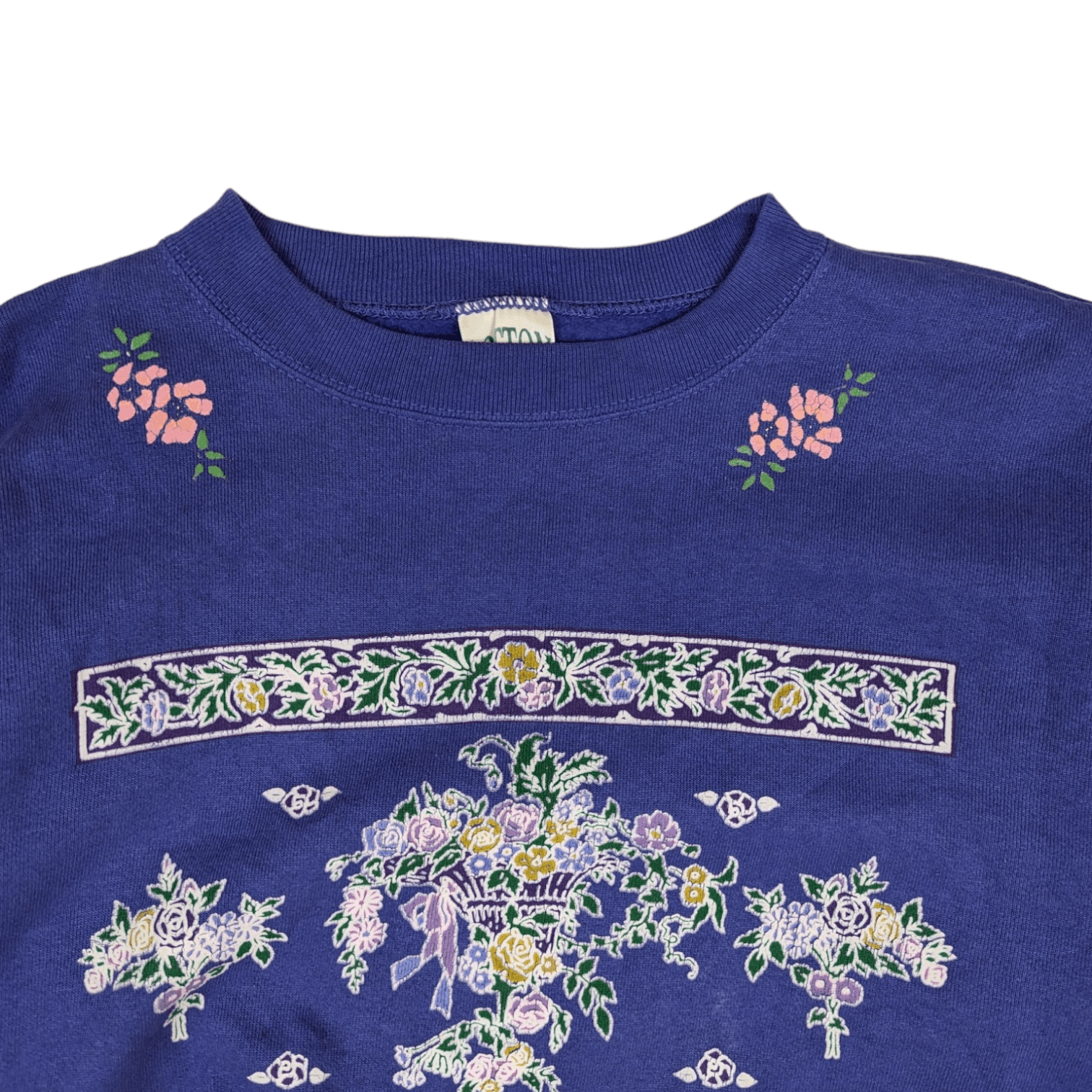 Vintage Vintage 90's COTTON GROOVE Paint Art Flower Sweatshirt Size US L / EU 52-54 / 3 - 4 Thumbnail