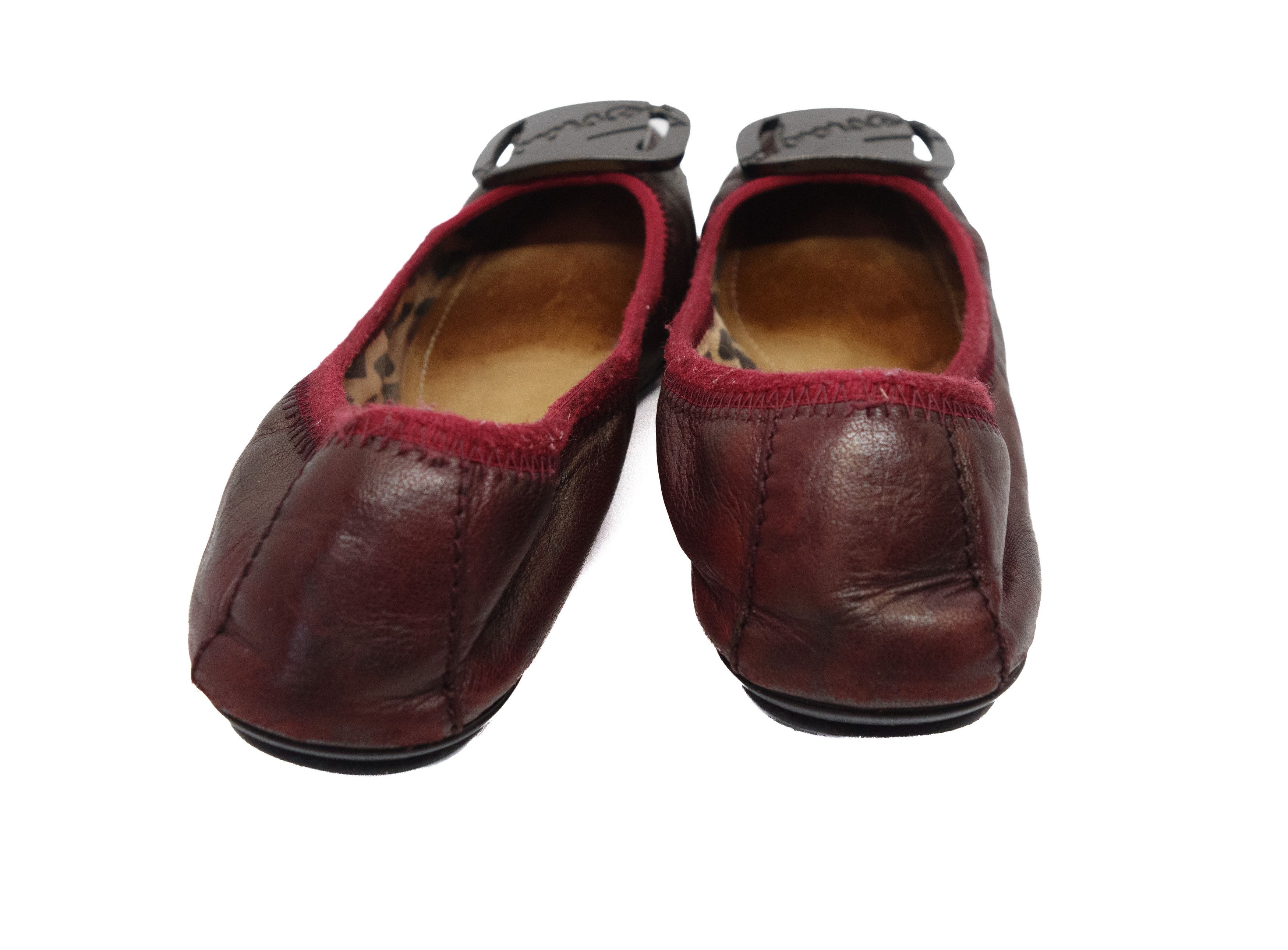 Salvatore Ferragamo 00s My Charm Leather Ballet Flats Buckle Logo Y2K Size US 6 / IT 36 - 4 Thumbnail
