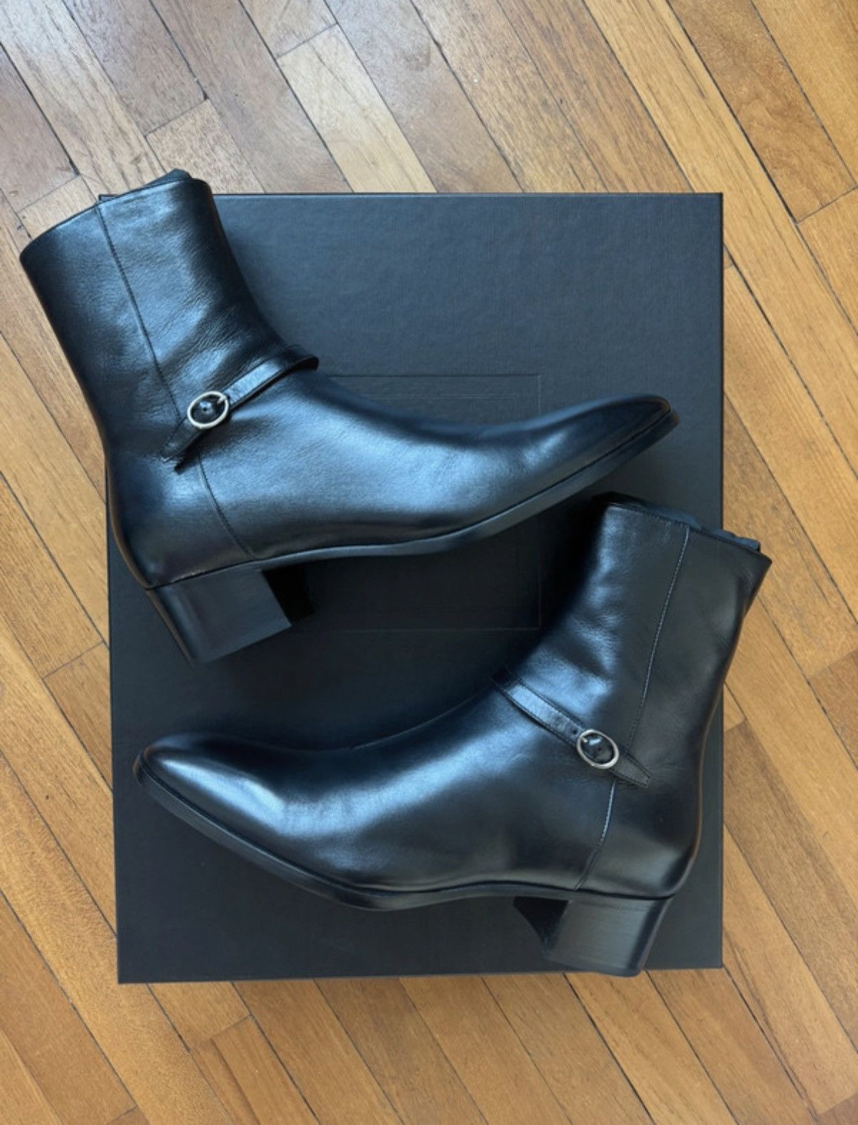 Saint Laurent Paris 19SS Black Ayers Snakeskin 60mm Finn Boots 42