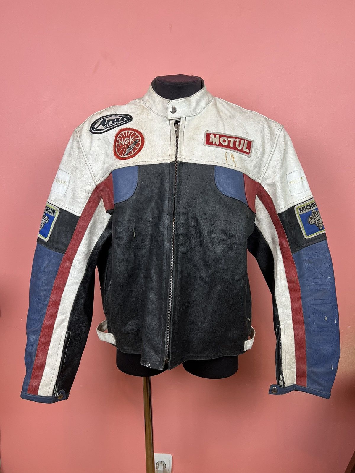 Image of Suzuki Vintage Racing Lether Jacket Y2K Streetwear Moto, Men's (Size 2XL)