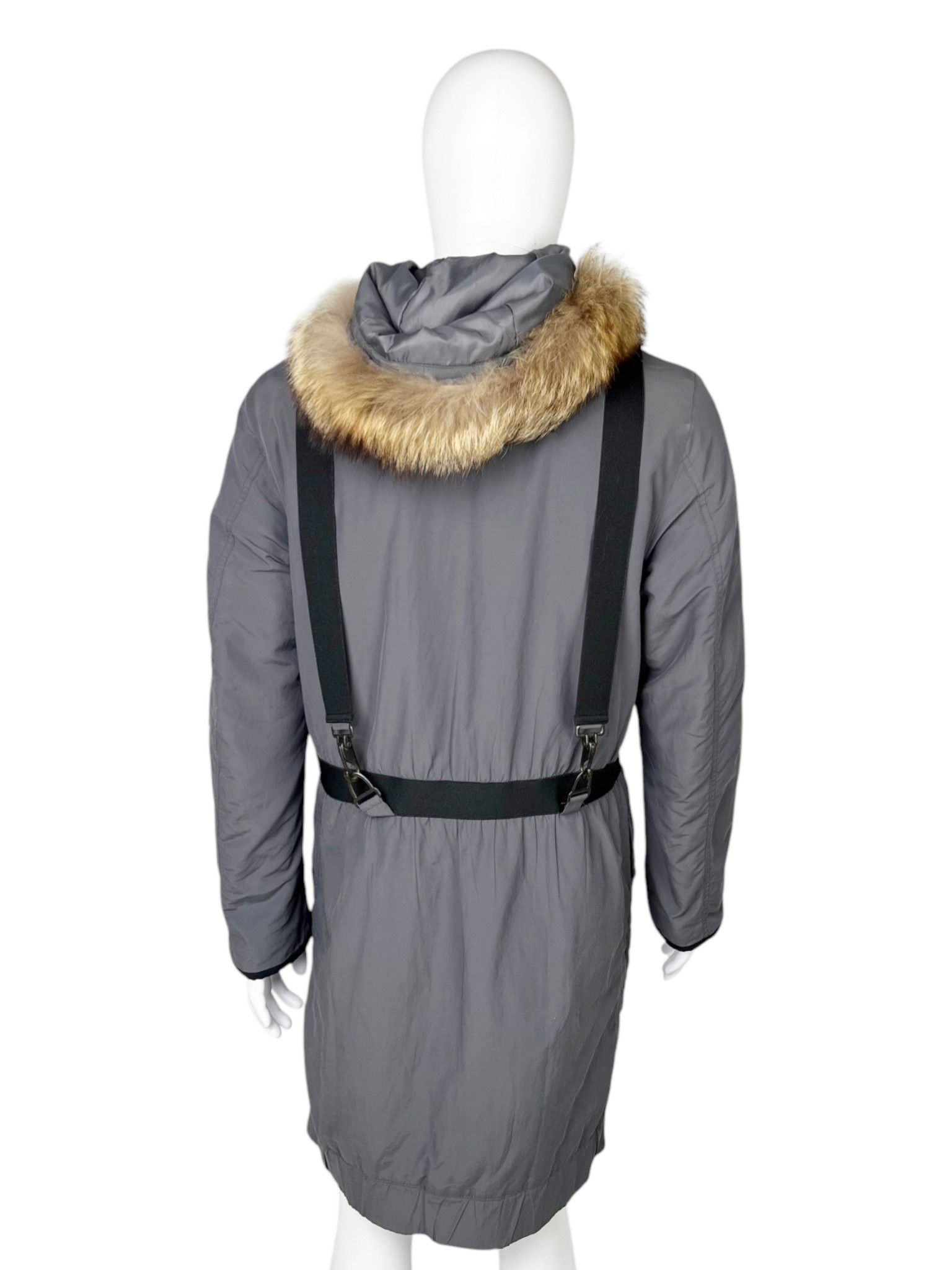 Dolce & Gabbana A/W 2003 Bondage Grey Technical Parka with Fur-Trimmed Hood Size US M / EU 48-50 / 2 - 4 Thumbnail