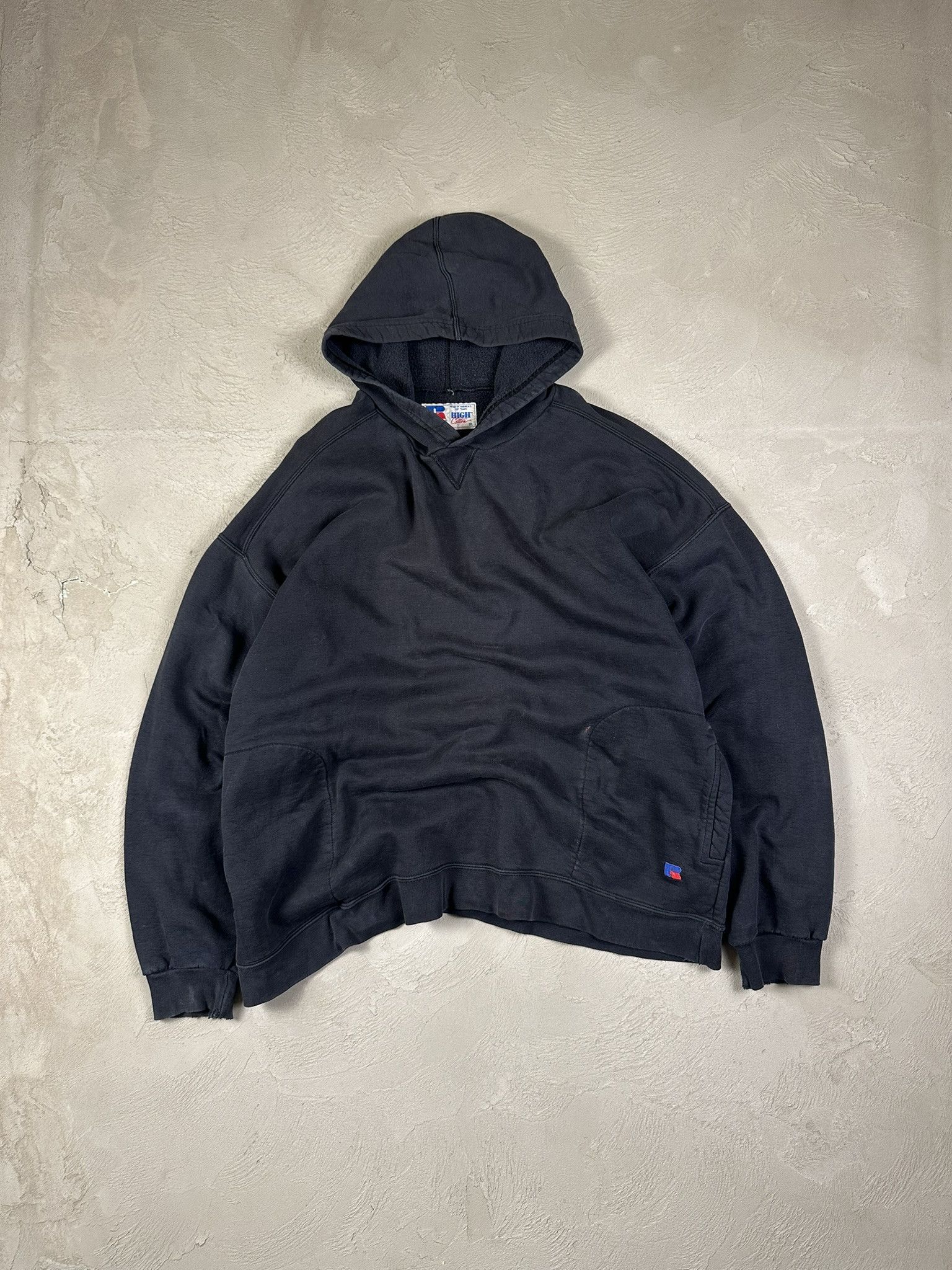 Russell Athletic 90s Vintage Russell Athletic Washed Faded Basic Boxy Hoodie Size US XL / EU 56 / 4 - 1 Thumbnail