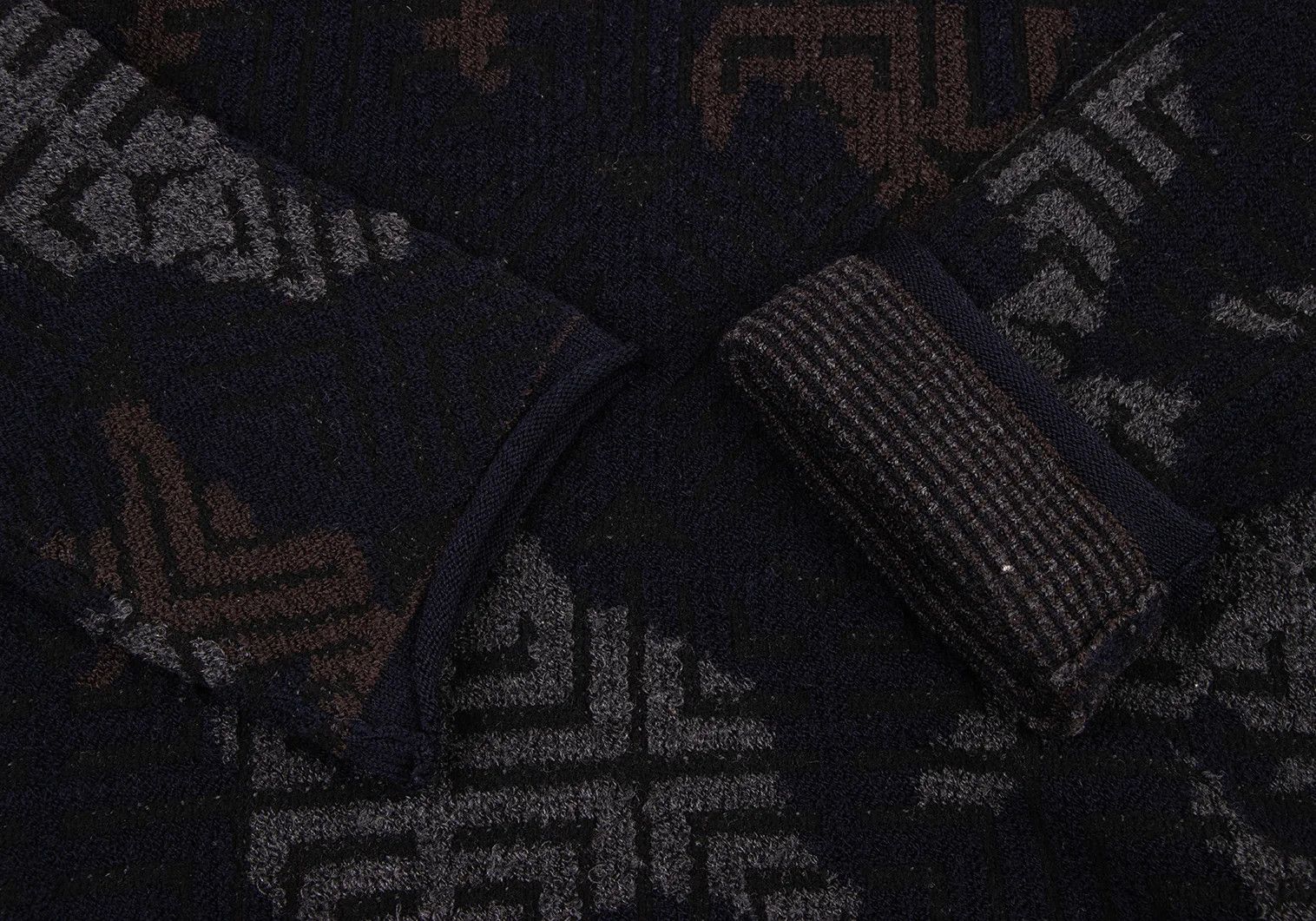 Armani Collezioni Geometric Jacquard Knit Top in Dark Tea Gray, Size 46 Size US XXS / EU 40 - 6 Thumbnail