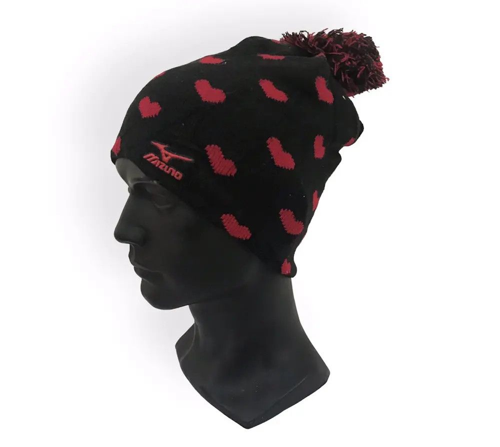 Mizuno × Vintage Mizuno Overprint Love Bobble Beanie Hat Size ONE SIZE - 1 Thumbnail