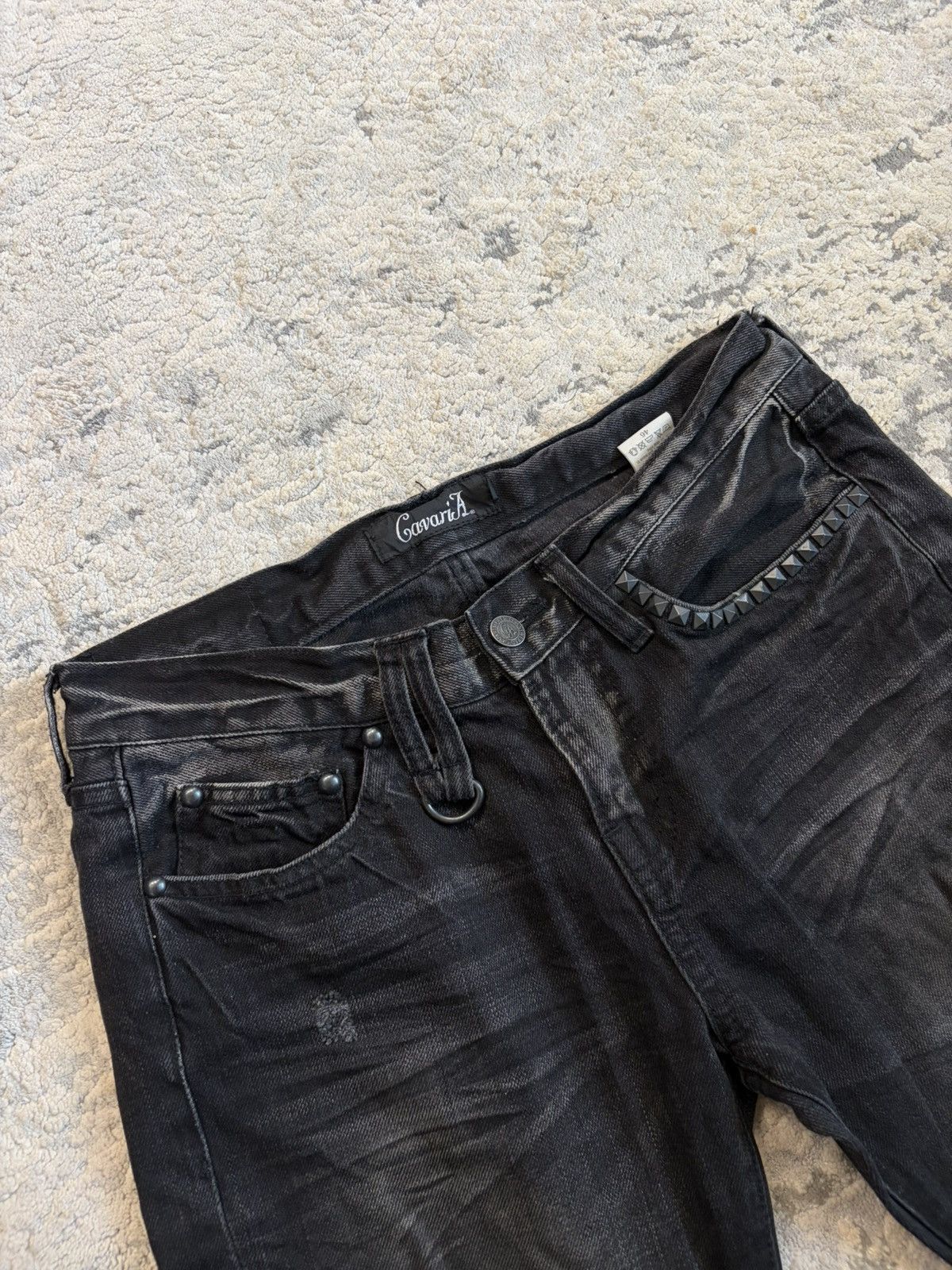 CIVARIZE Cavaria - Black Distressed Studded Flare Denim Size US 29 - 2 Thumbnail