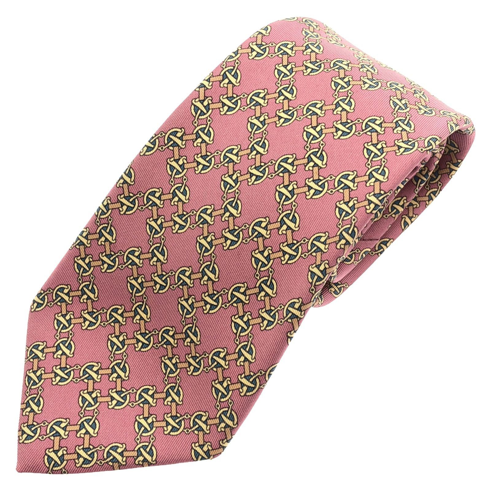 Hermes Hermes Tie Silk Pink Size ONE SIZE - 1 Thumbnail