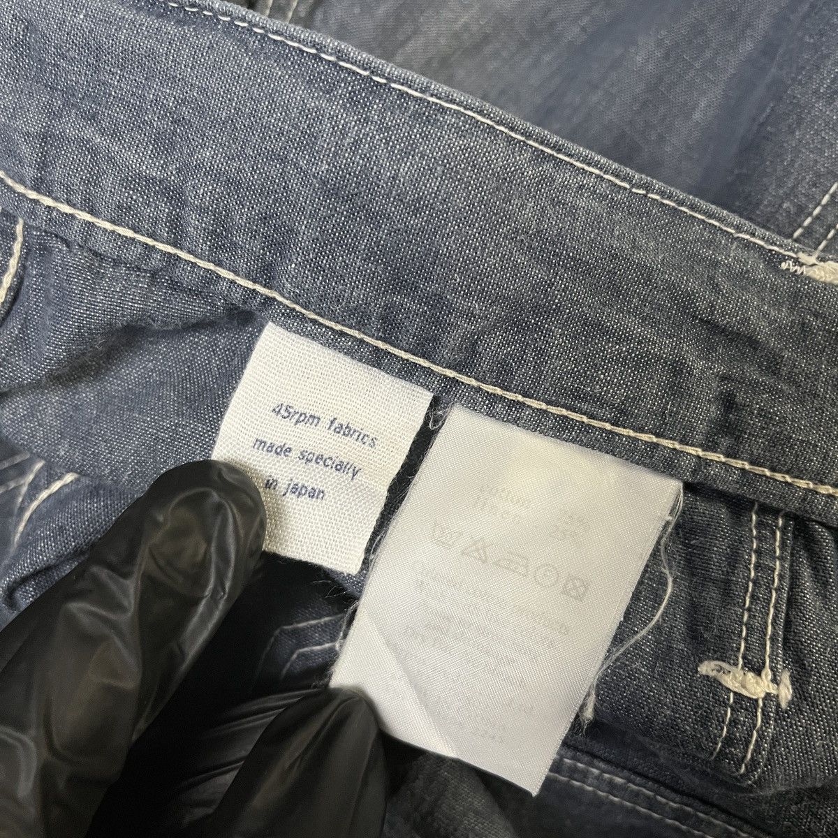 45rpm 45RPM Indigo Chambray Wide Cropped Work Pants Made in Japan Size US 29 - 3 Thumbnail