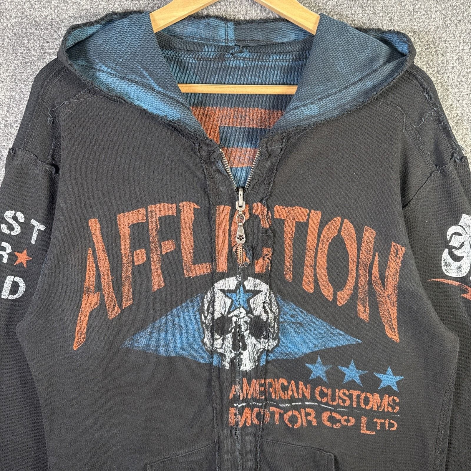Affliction Vintage Affliction Hoodie Mens Large Black Y2K Zip Up Thin Size US L / EU 52-54 / 3 - 3 Thumbnail