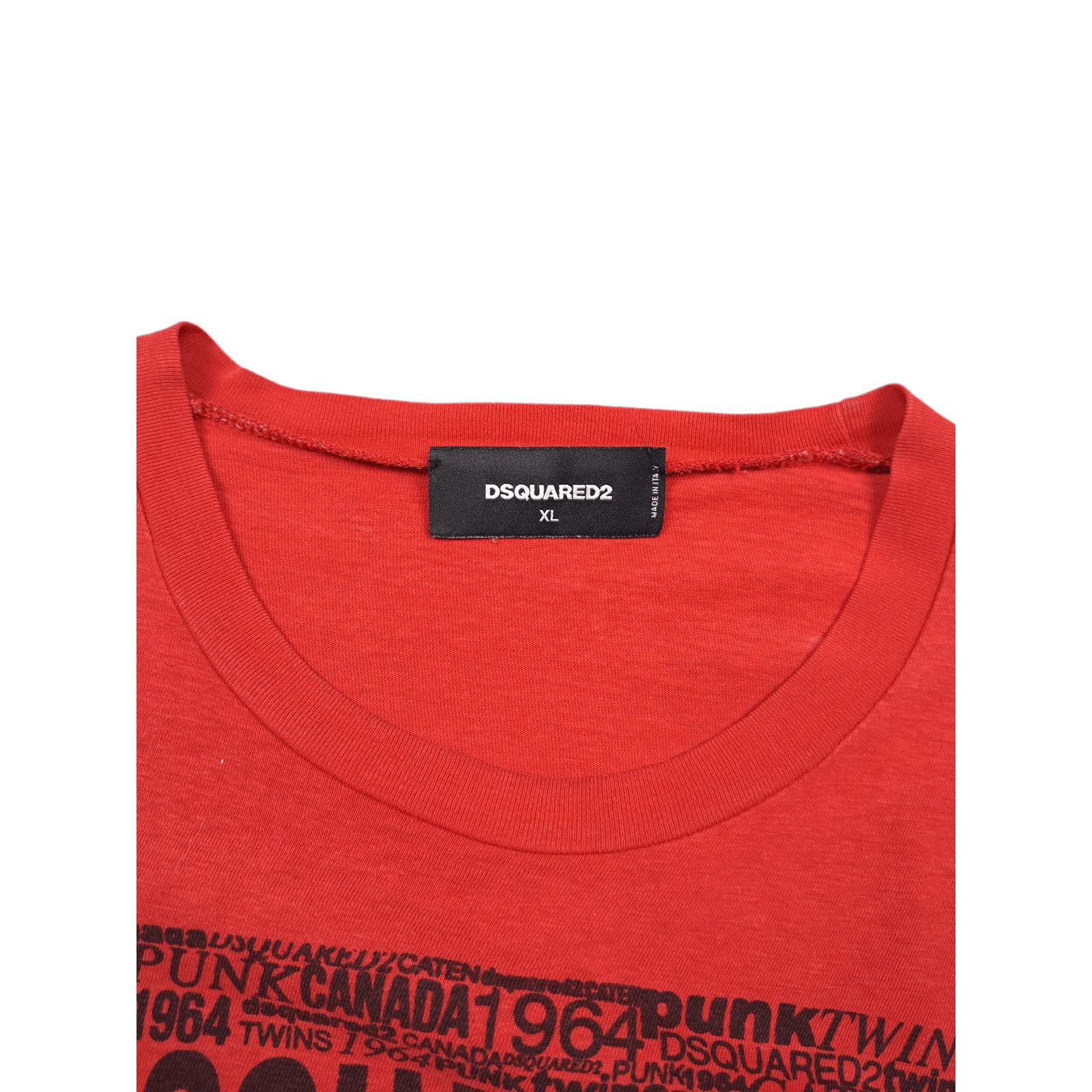 Designer × Dsquared2 💎 200€ Caten Twins Red Crewneck T-shirt Tee Size XL Size US XL / EU 56 / 4 - 6 Thumbnail