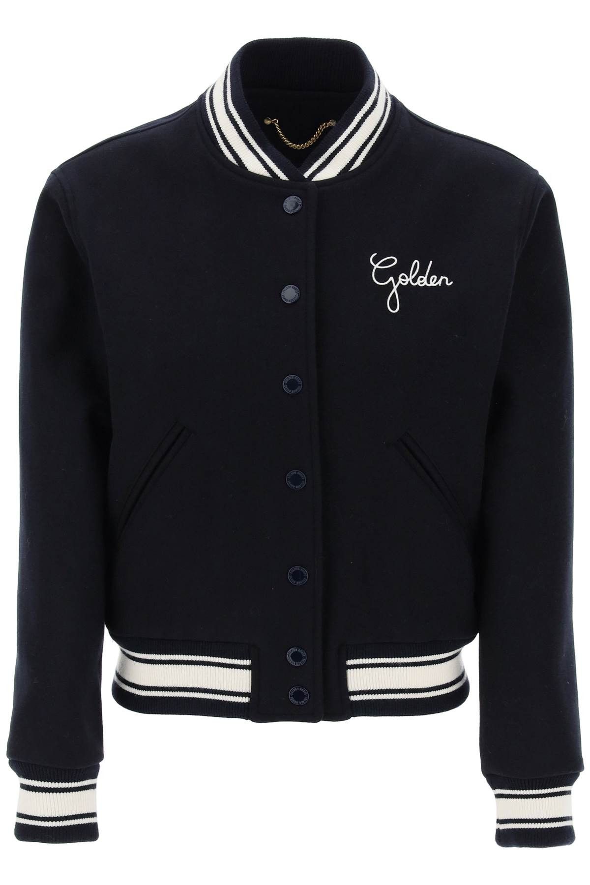 image of Golden Goose 'dirce' Wool Blend Bomber Jacket in Blue, Women's (Size Medium)