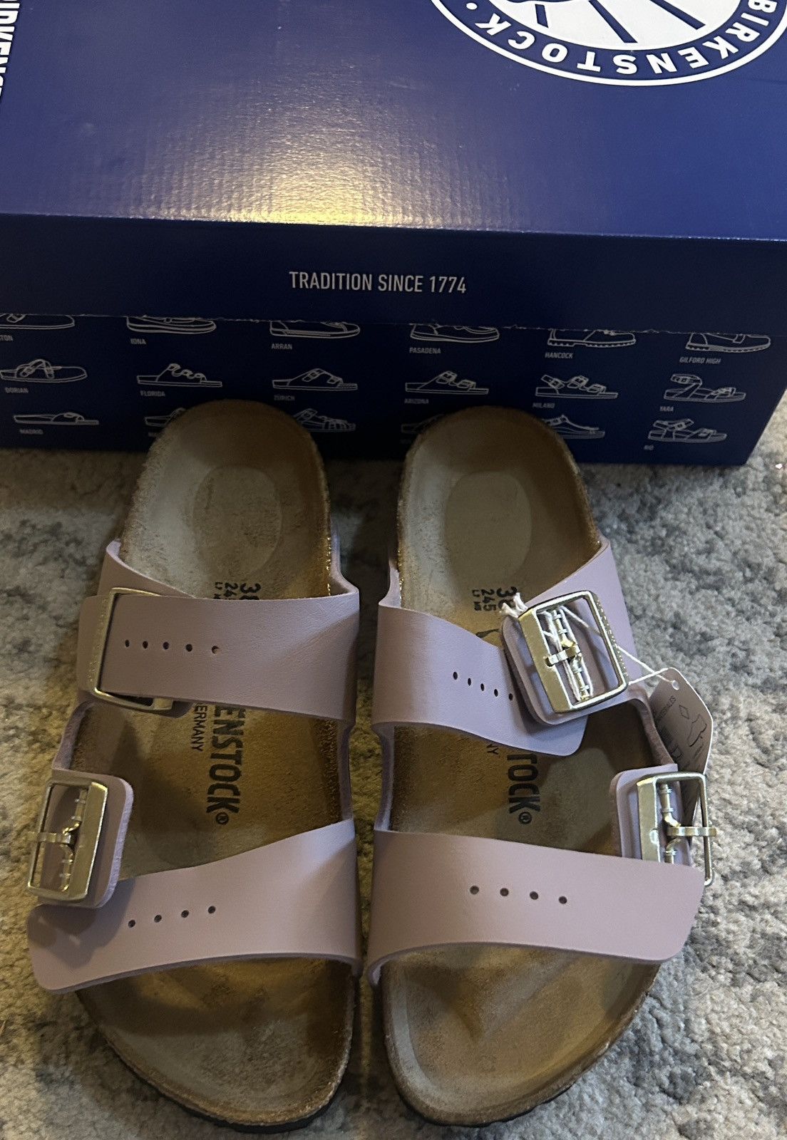 Birkenstock Birkenstock Arizona Birko-Flor Slide Sandal Faded Purple Size US 8 / IT 38 - 3 Thumbnail