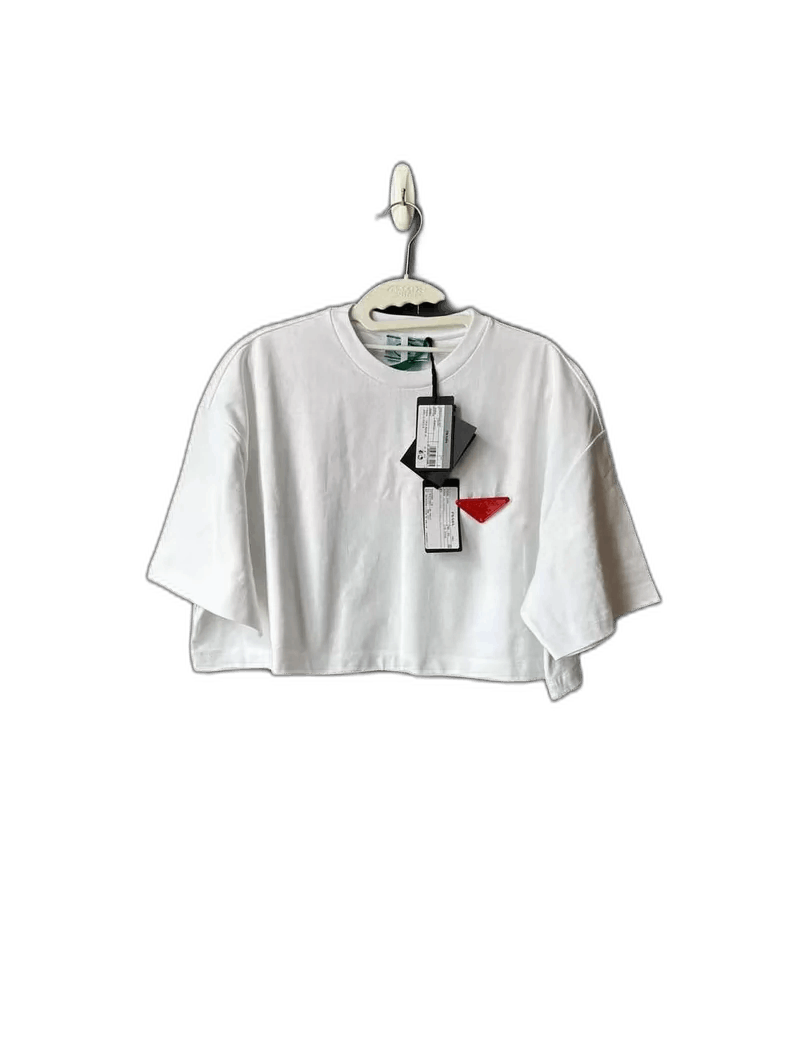 Prada Prada White Cropped Short Sleeve T-shirt Size S / US 4 / IT 40 - 1 Thumbnail