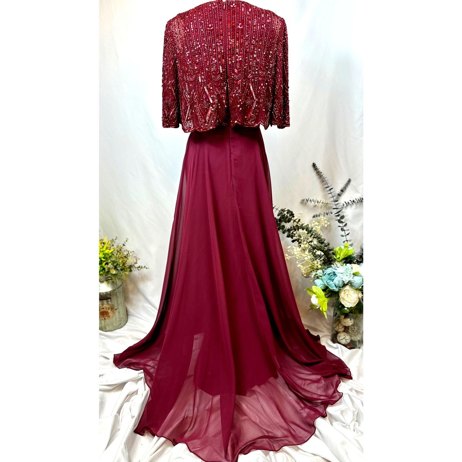 Other Mac Duggal Beaded Overlay A-Line Sequin Gown Aubergine 6 Size M / US 6-8 / IT 42-44 - 17 Thumbnail