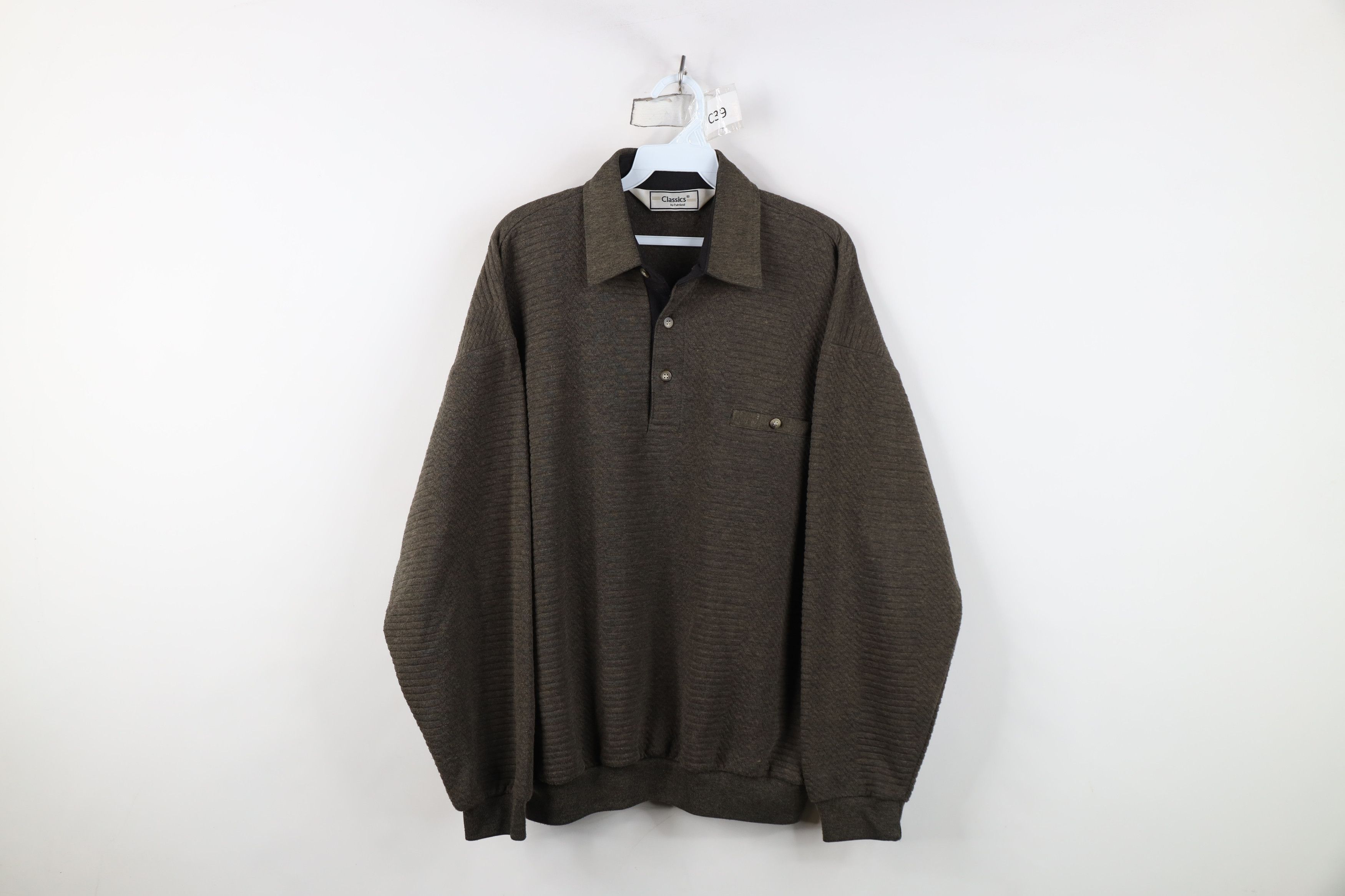 Vintage Vintage 90s Streetwear Textured Knit Collared Pullover Polo Size US L / EU 52-54 / 3 - 1 Thumbnail