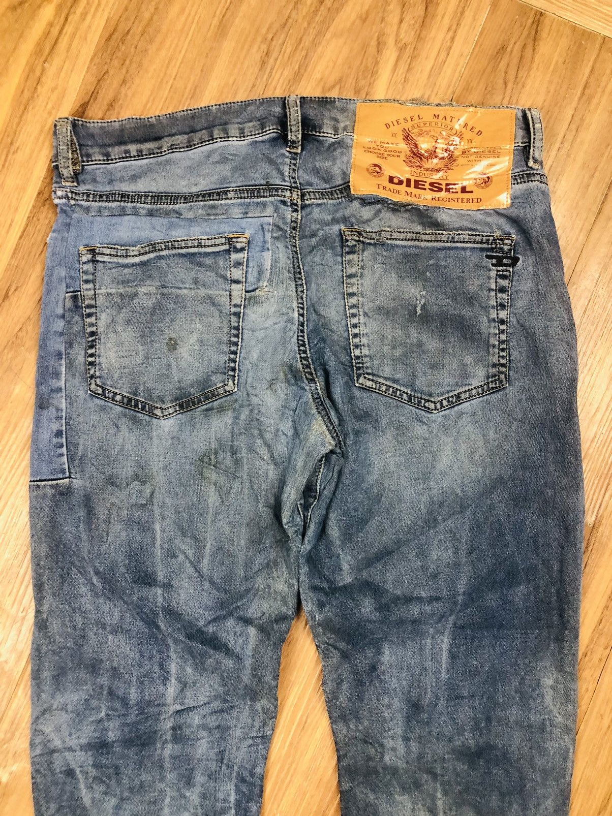 Diesel DIESEL Blue Distressed Patchwork Jeans Slim Fit (40) Size US 32 / EU 48 - 18 Thumbnail