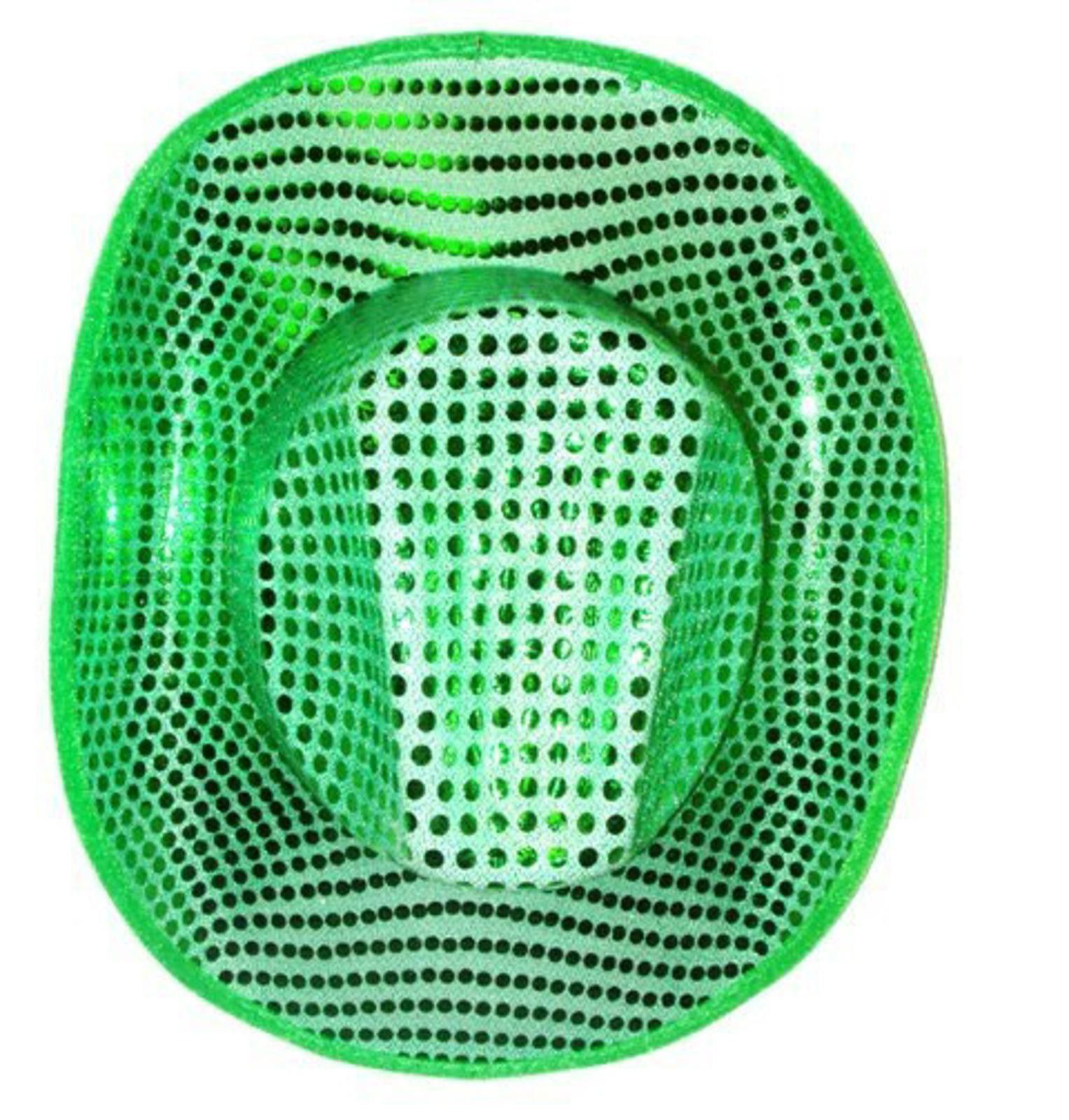 Designer Sequin Fabric Cowboy/Cowgirl Hat EMERALD GREEN Size ONE SIZE - 1 Preview