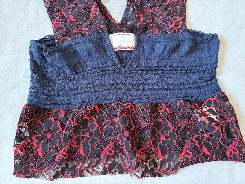 Yohji Yamamoto Vintage Lace Trimmed Spaghetti Strap Top-2506 Size XXS / US 00 / IT 34 - 4 Thumbnail