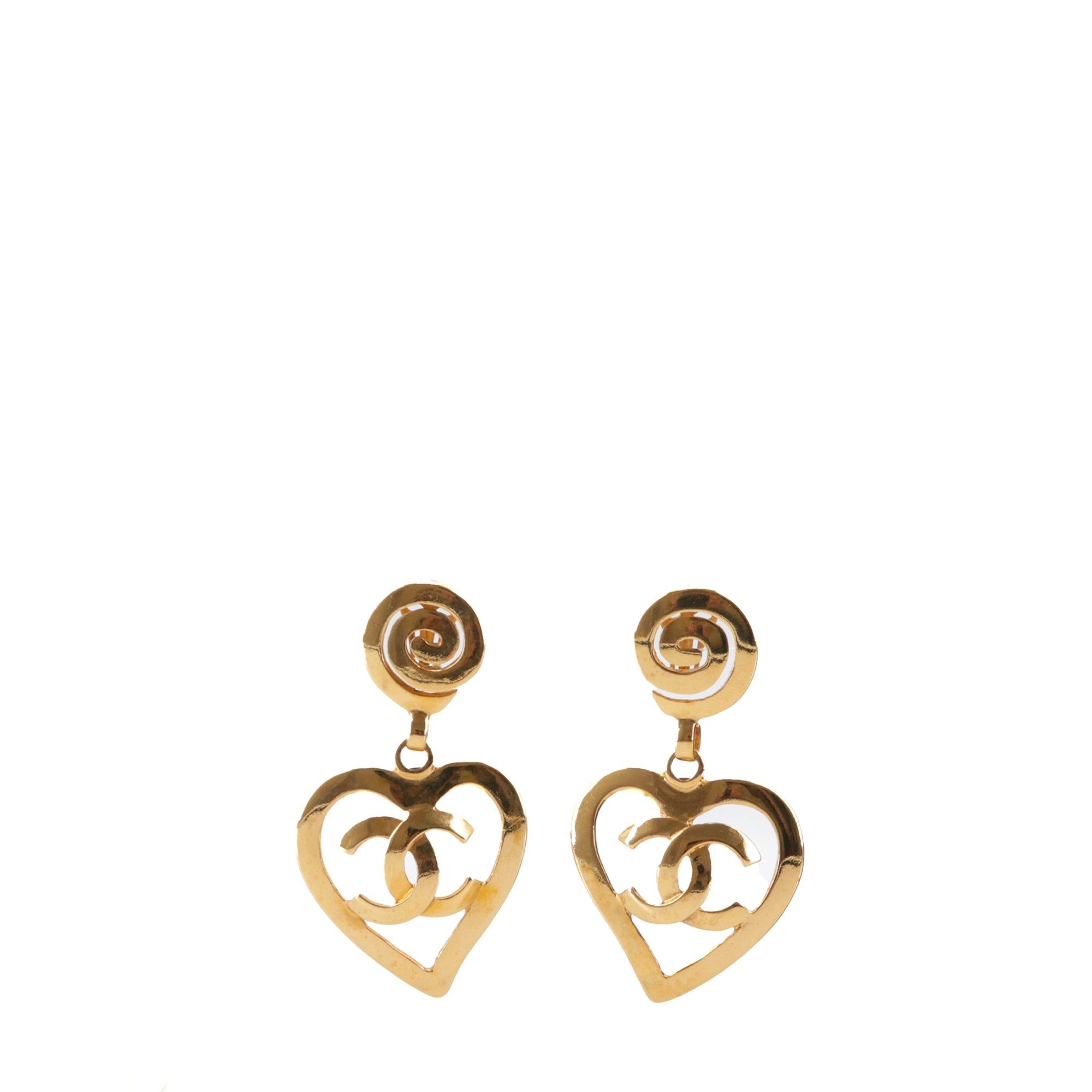 Chanel CHANEL - Vintage Chanel CC Heart earrings in gold metal Size ONE SIZE - 1 Thumbnail